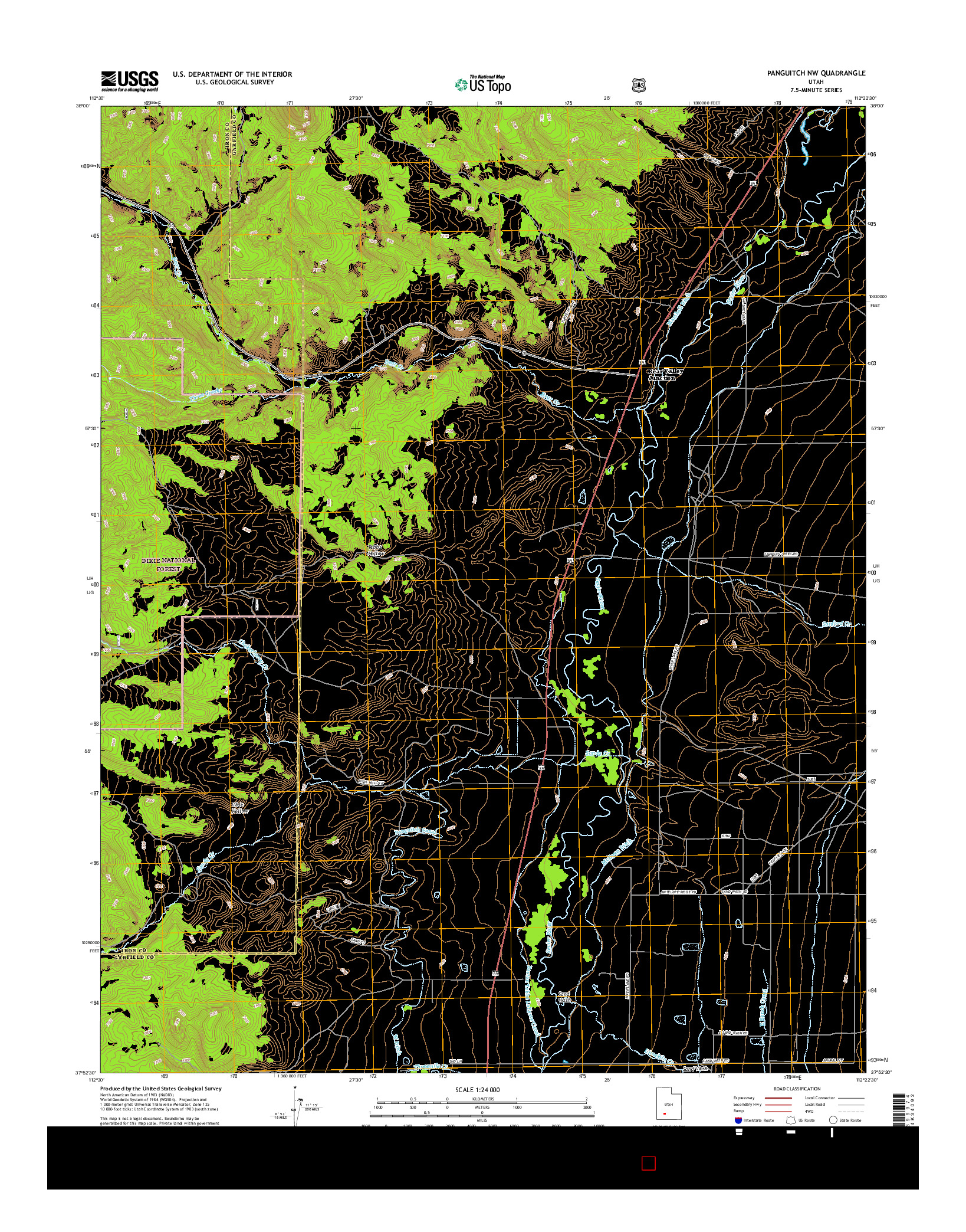 USGS US TOPO 7.5-MINUTE MAP FOR PANGUITCH NW, UT 2017