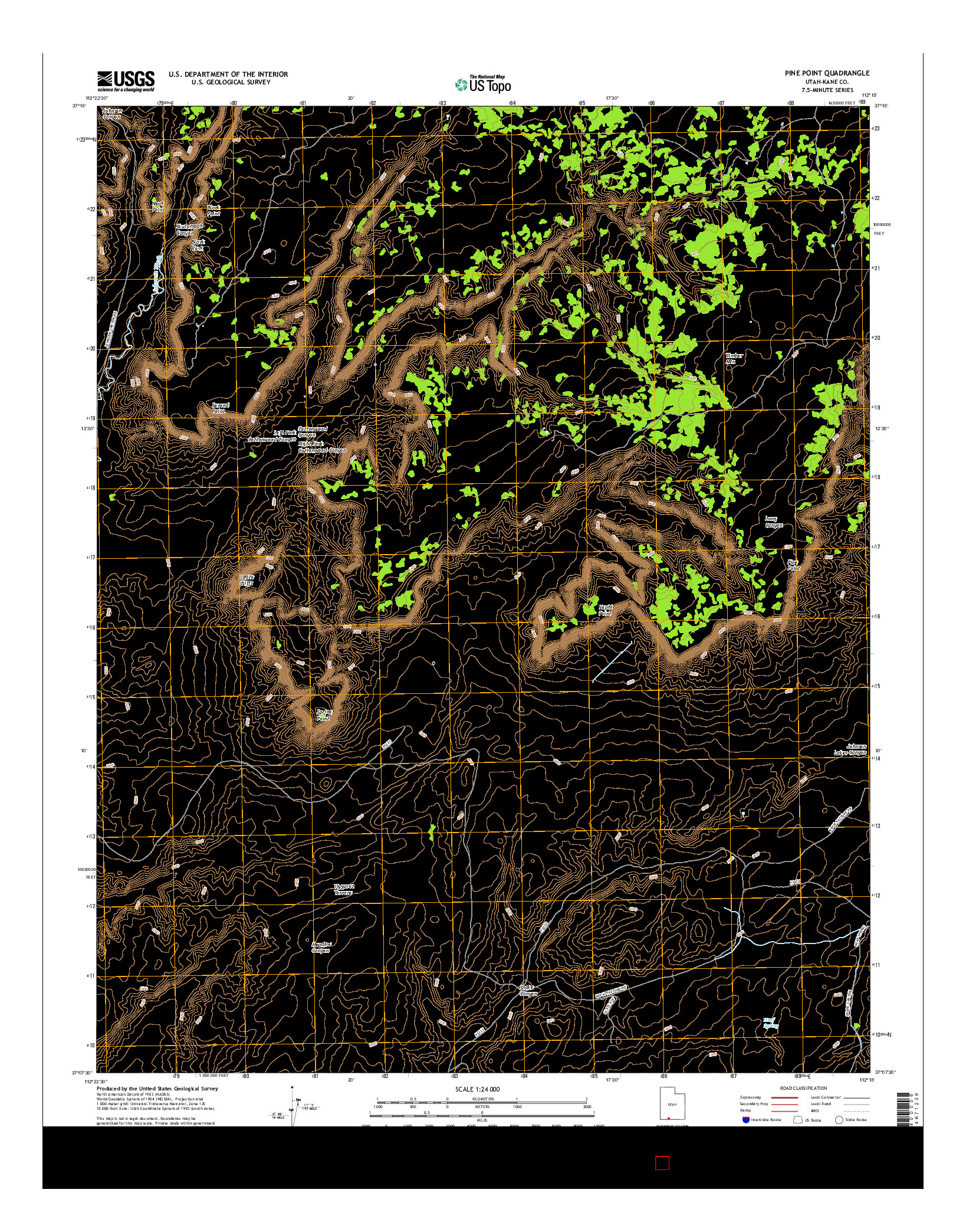 USGS US TOPO 7.5-MINUTE MAP FOR PINE POINT, UT 2017