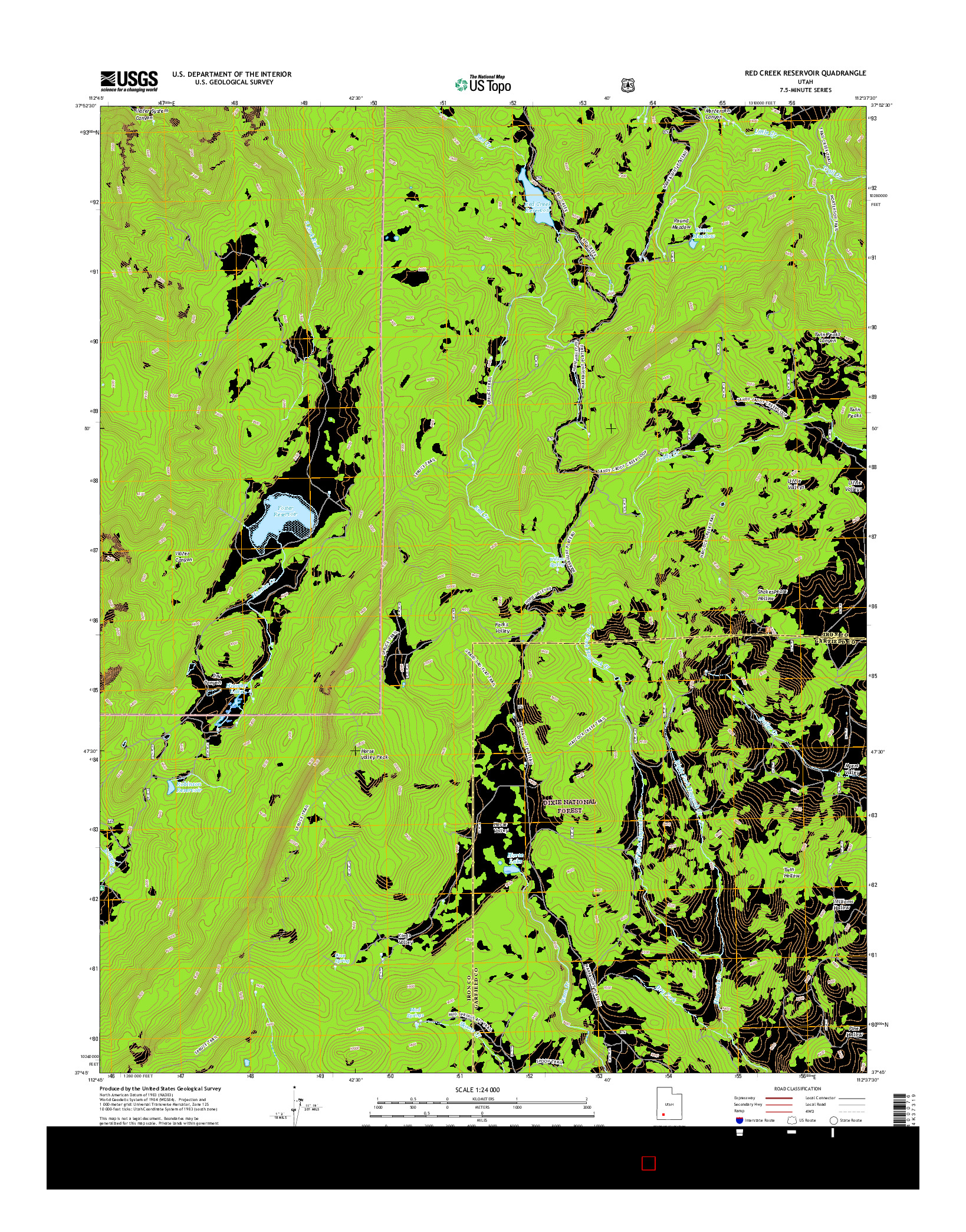 USGS US TOPO 7.5-MINUTE MAP FOR RED CREEK RESERVOIR, UT 2017