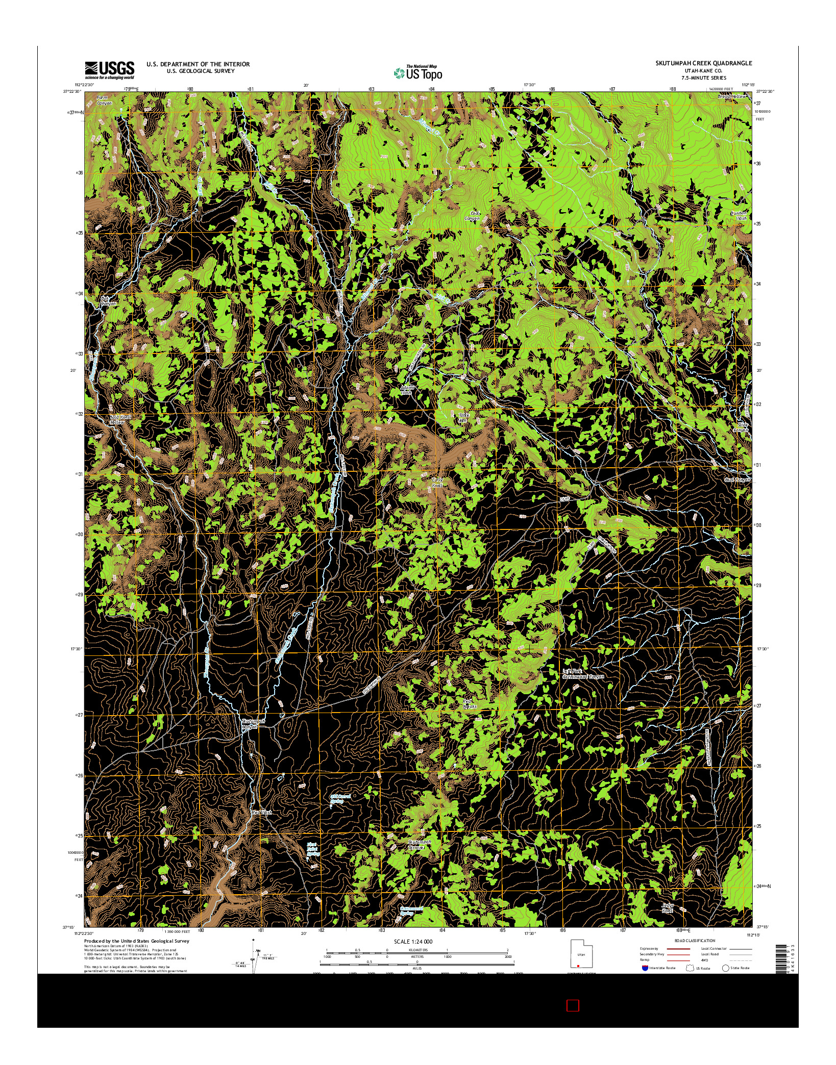 USGS US TOPO 7.5-MINUTE MAP FOR SKUTUMPAH CREEK, UT 2017