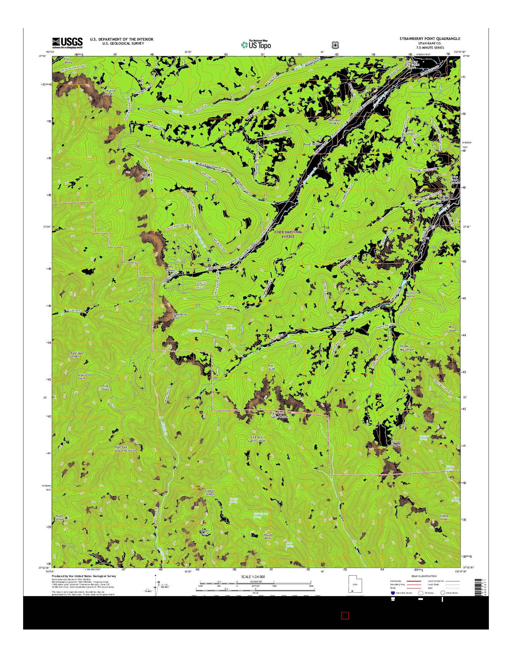 USGS US TOPO 7.5-MINUTE MAP FOR STRAWBERRY POINT, UT 2017