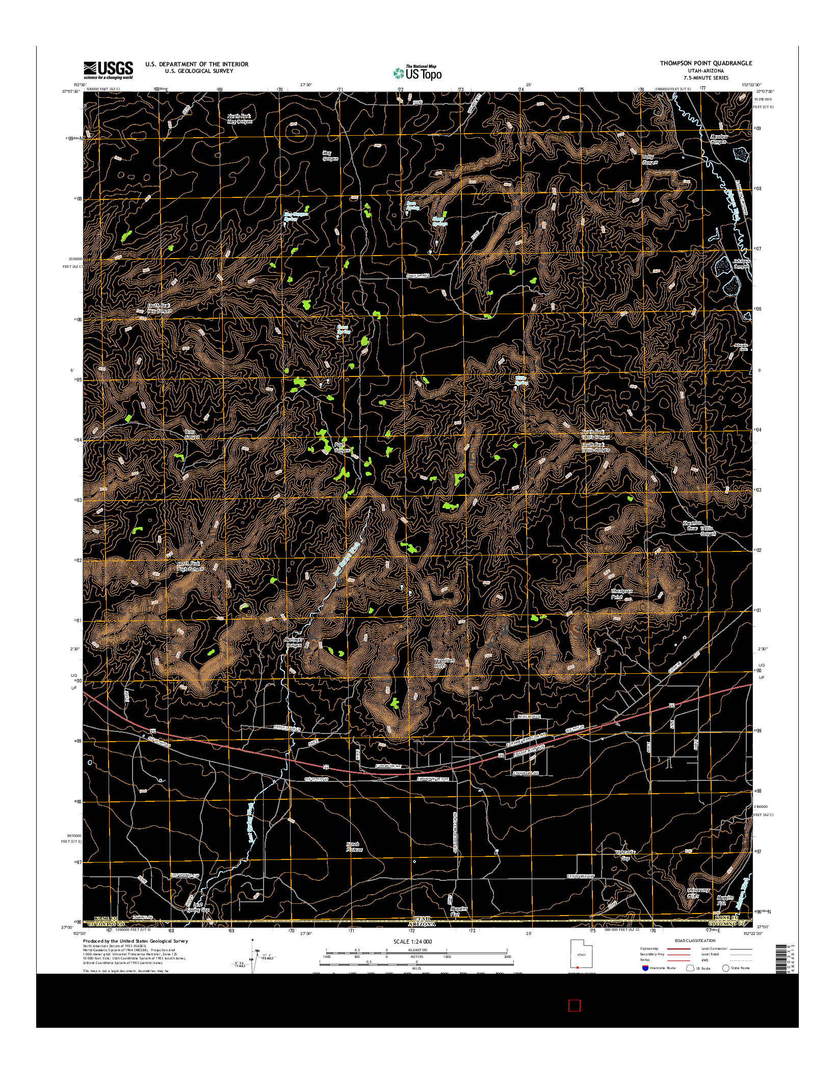 USGS US TOPO 7.5-MINUTE MAP FOR THOMPSON POINT, UT-AZ 2017