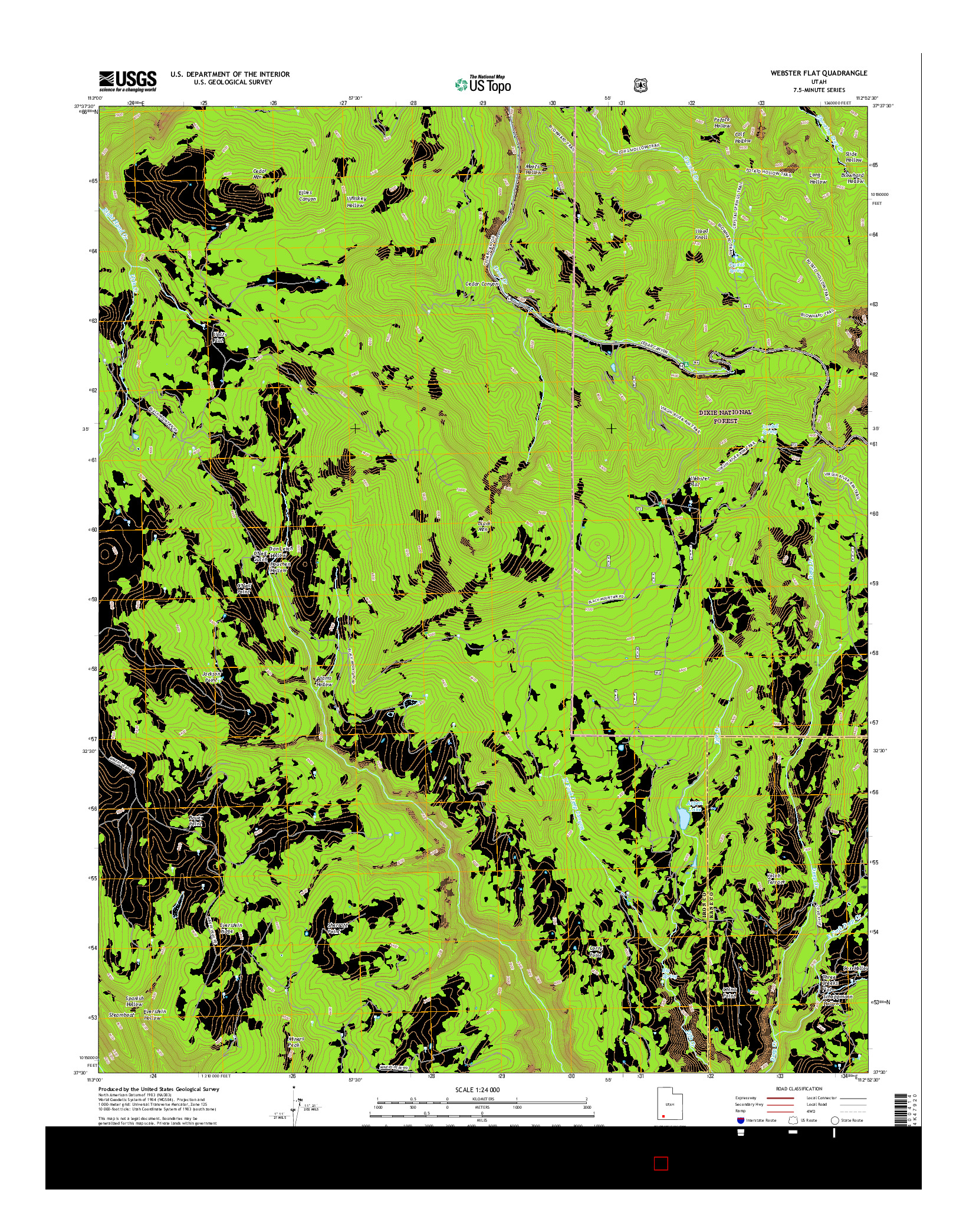 USGS US TOPO 7.5-MINUTE MAP FOR WEBSTER FLAT, UT 2017