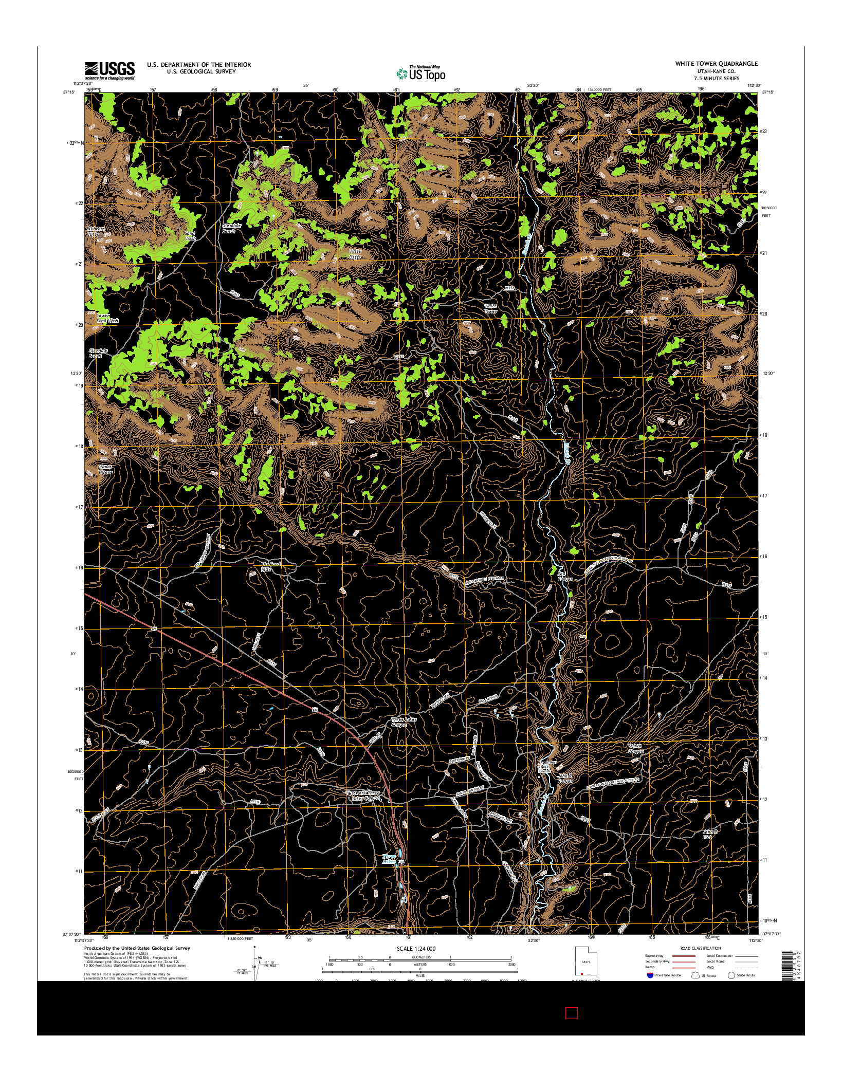 USGS US TOPO 7.5-MINUTE MAP FOR WHITE TOWER, UT 2017