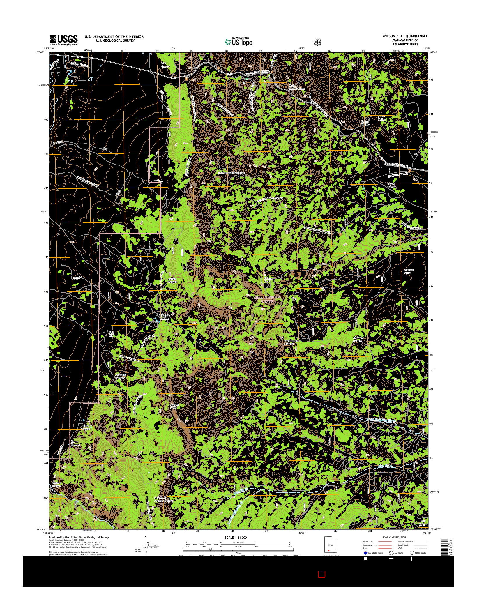 USGS US TOPO 7.5-MINUTE MAP FOR WILSON PEAK, UT 2017