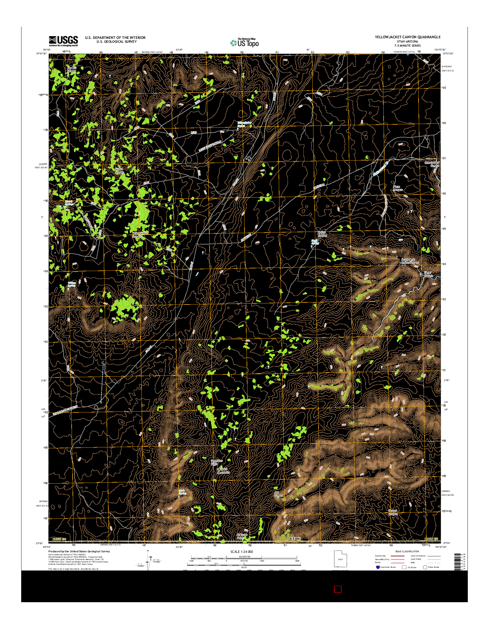 USGS US TOPO 7.5-MINUTE MAP FOR YELLOWJACKET CANYON, UT-AZ 2017