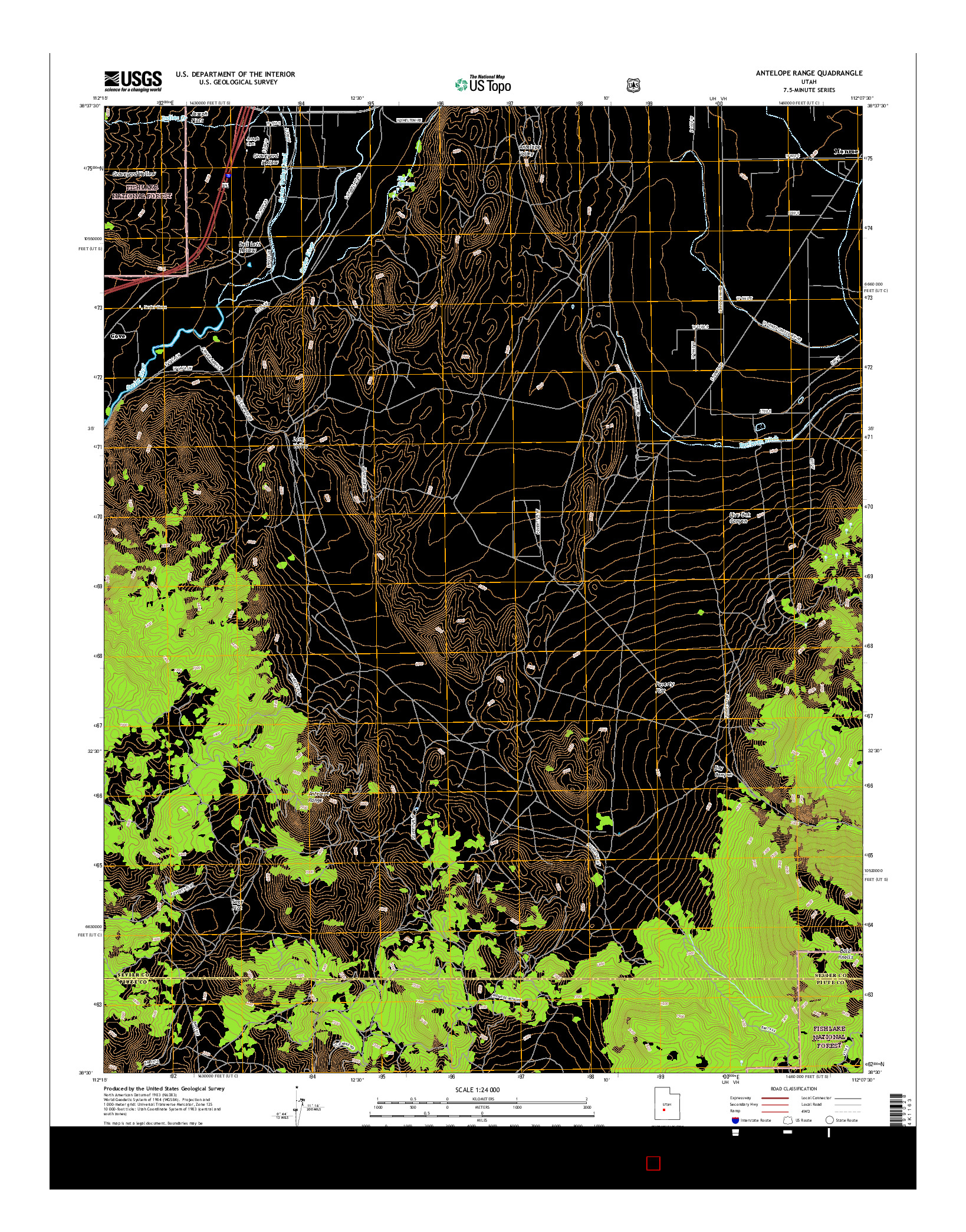 USGS US TOPO 7.5-MINUTE MAP FOR ANTELOPE RANGE, UT 2017