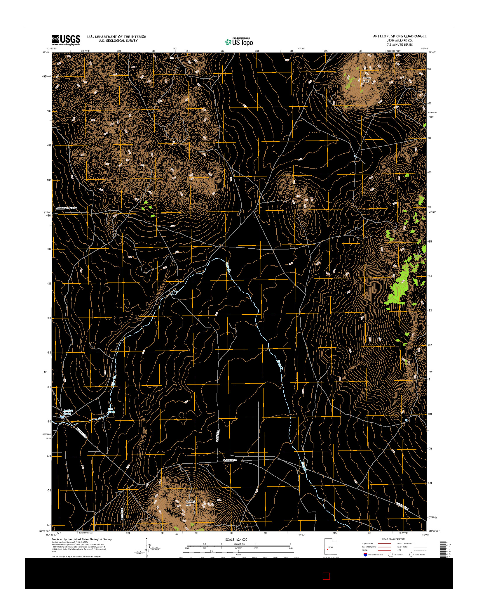 USGS US TOPO 7.5-MINUTE MAP FOR ANTELOPE SPRING, UT 2017