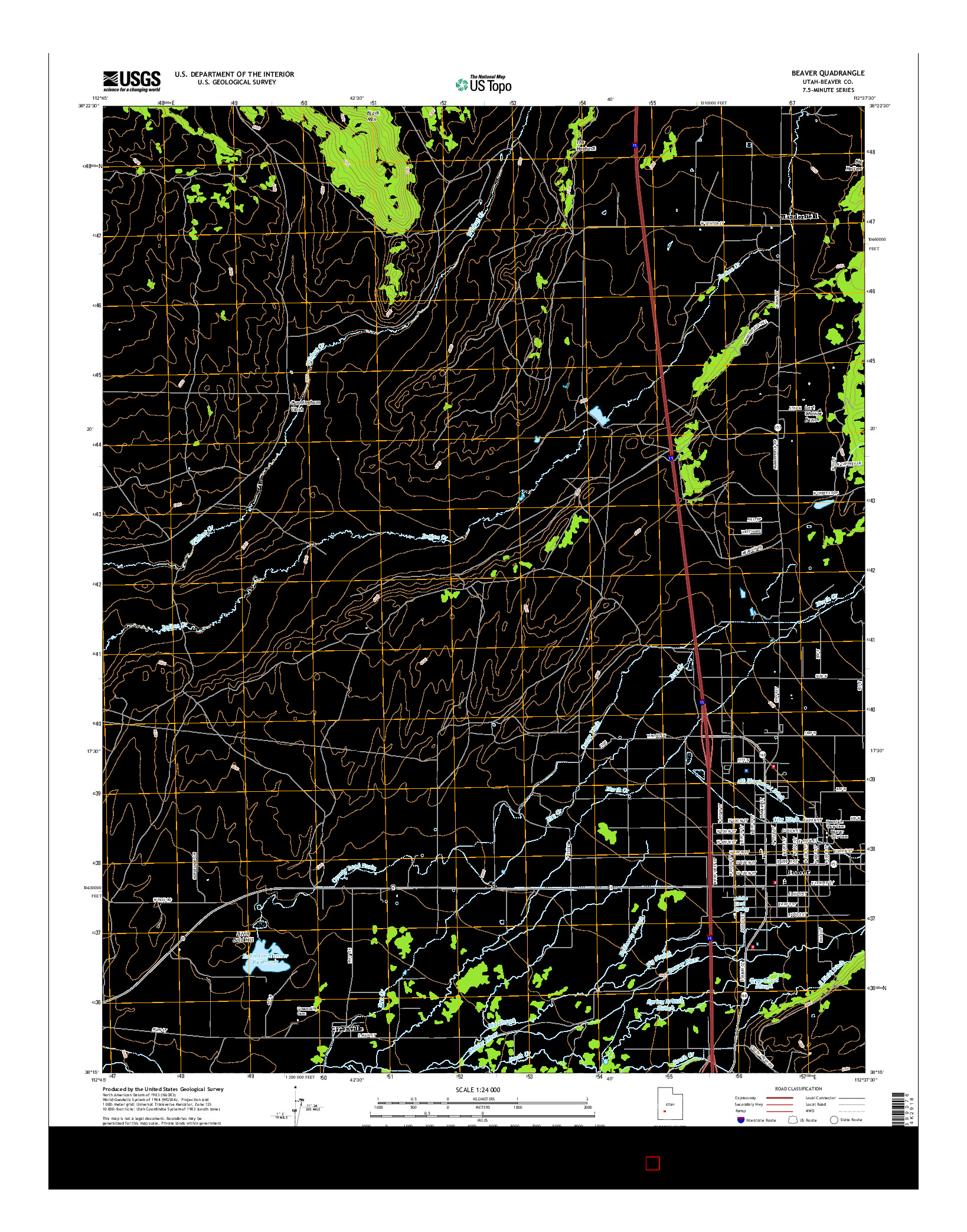 USGS US TOPO 7.5-MINUTE MAP FOR BEAVER, UT 2017