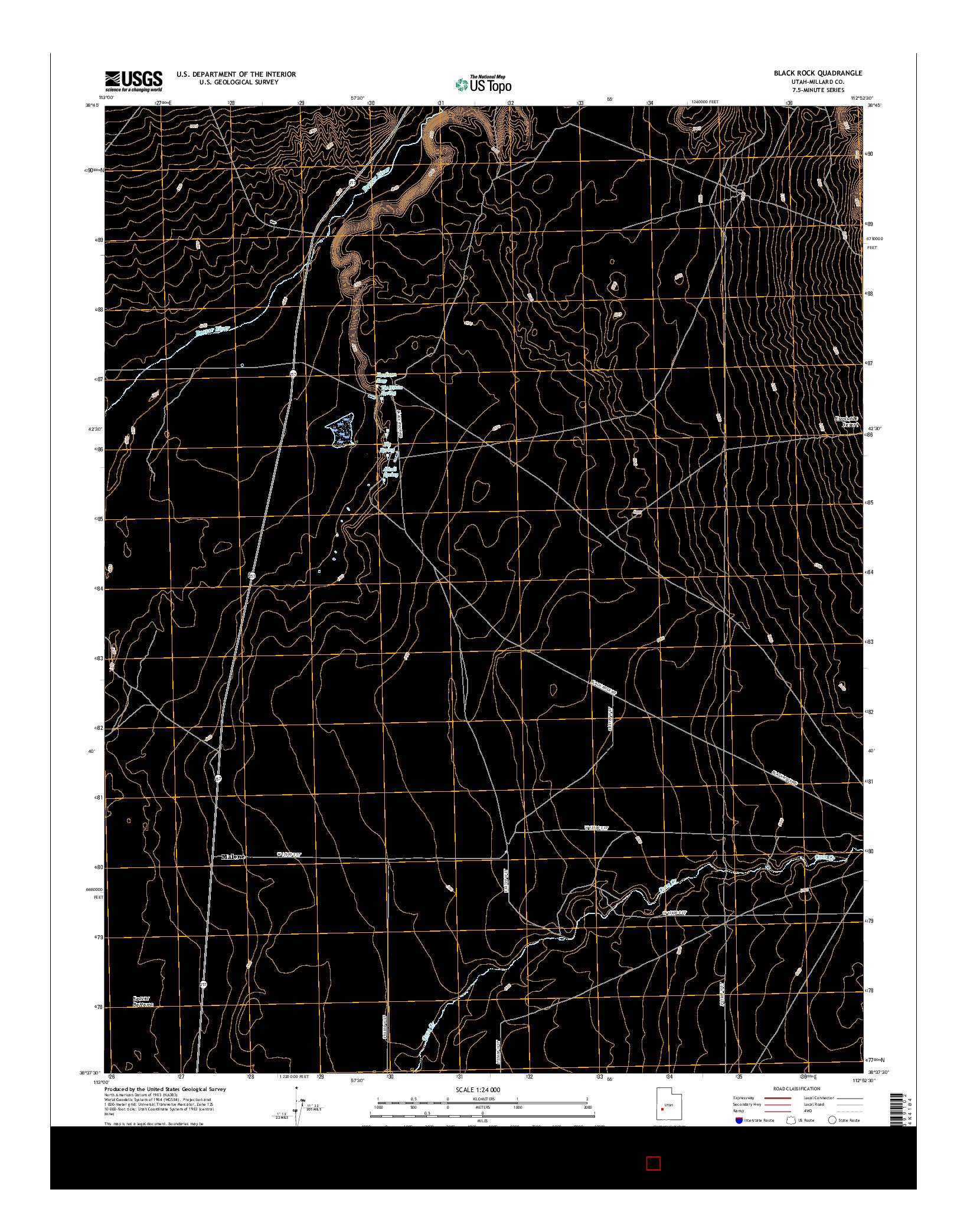 USGS US TOPO 7.5-MINUTE MAP FOR BLACK ROCK, UT 2017