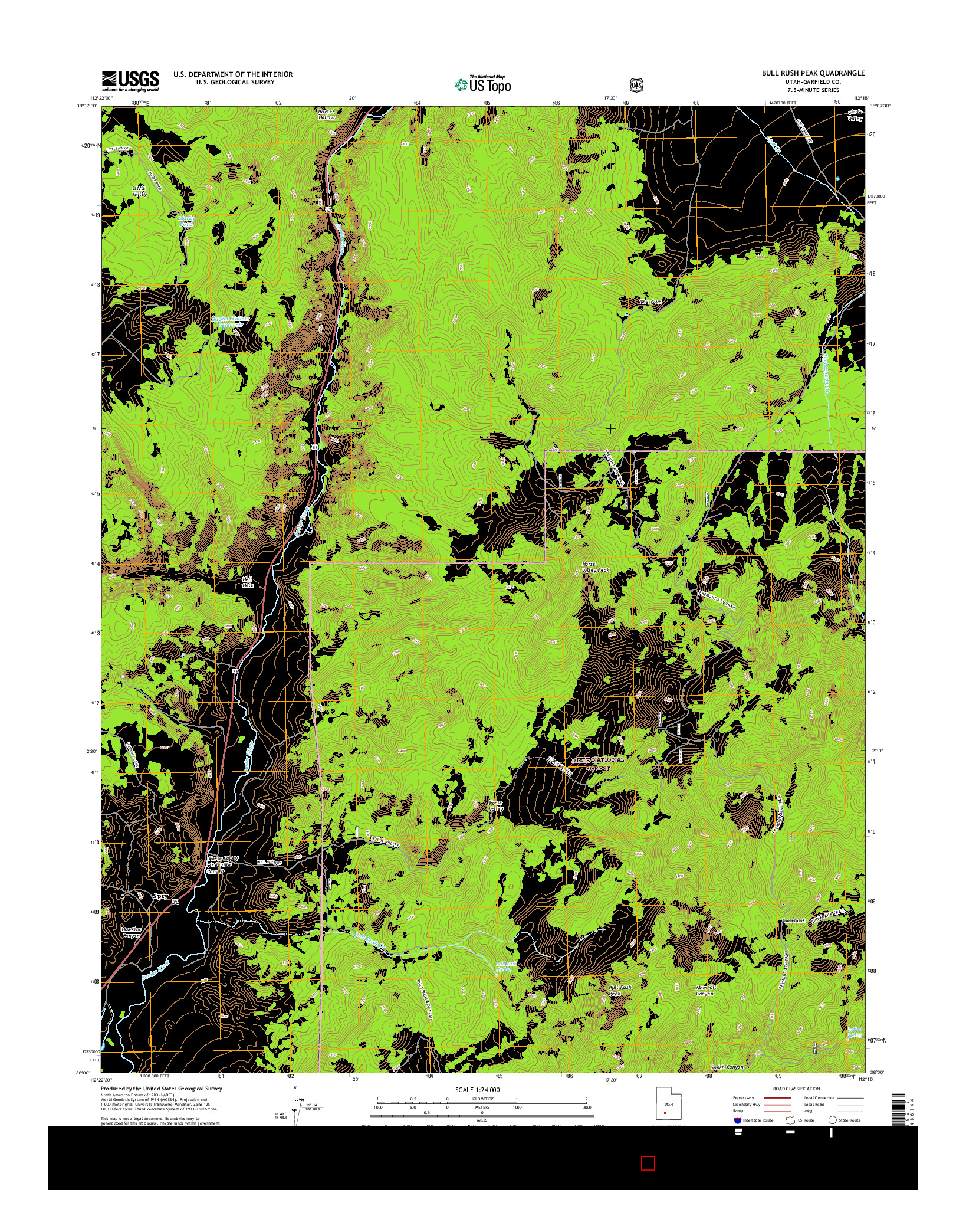 USGS US TOPO 7.5-MINUTE MAP FOR BULL RUSH PEAK, UT 2017