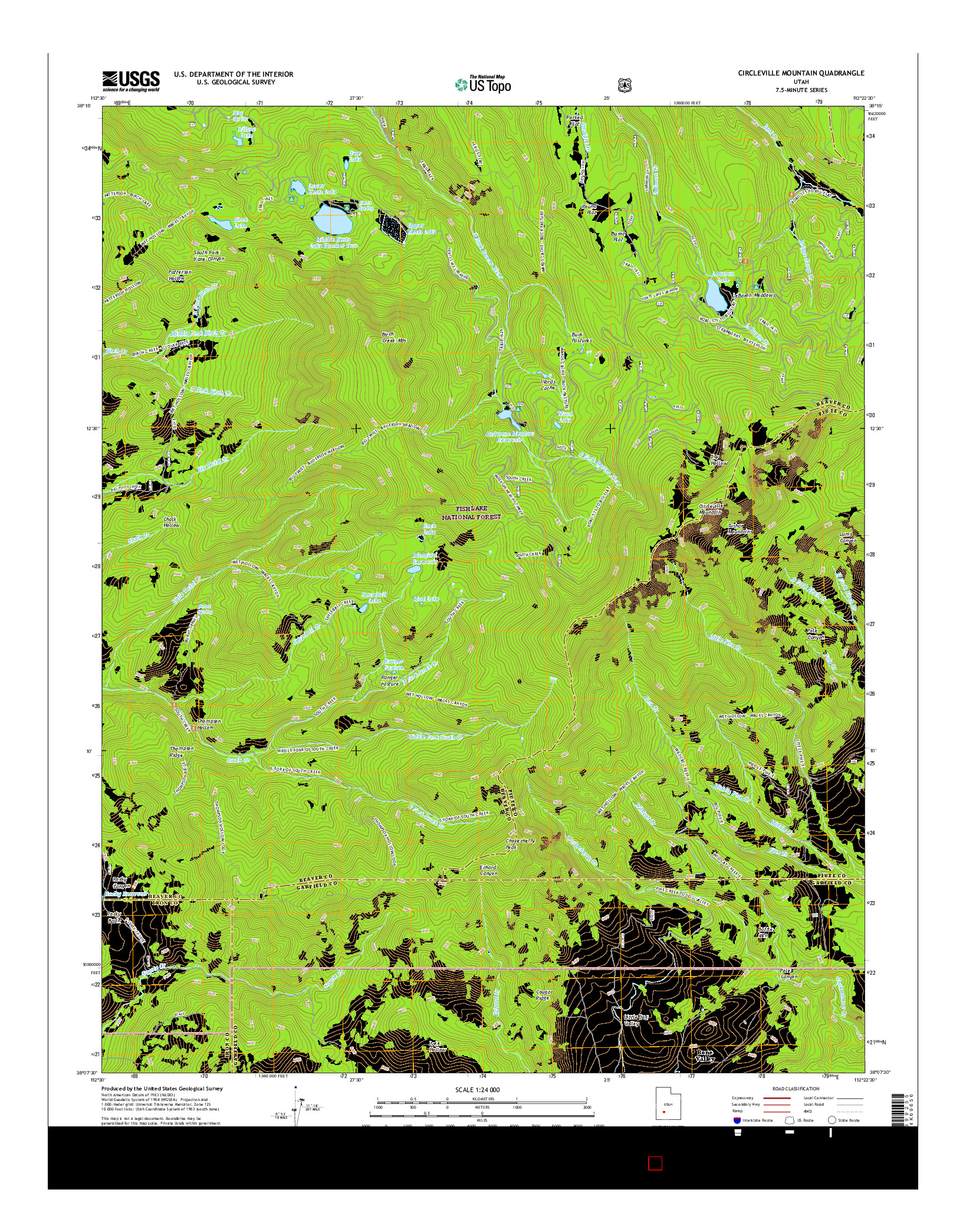 USGS US TOPO 7.5-MINUTE MAP FOR CIRCLEVILLE MOUNTAIN, UT 2017