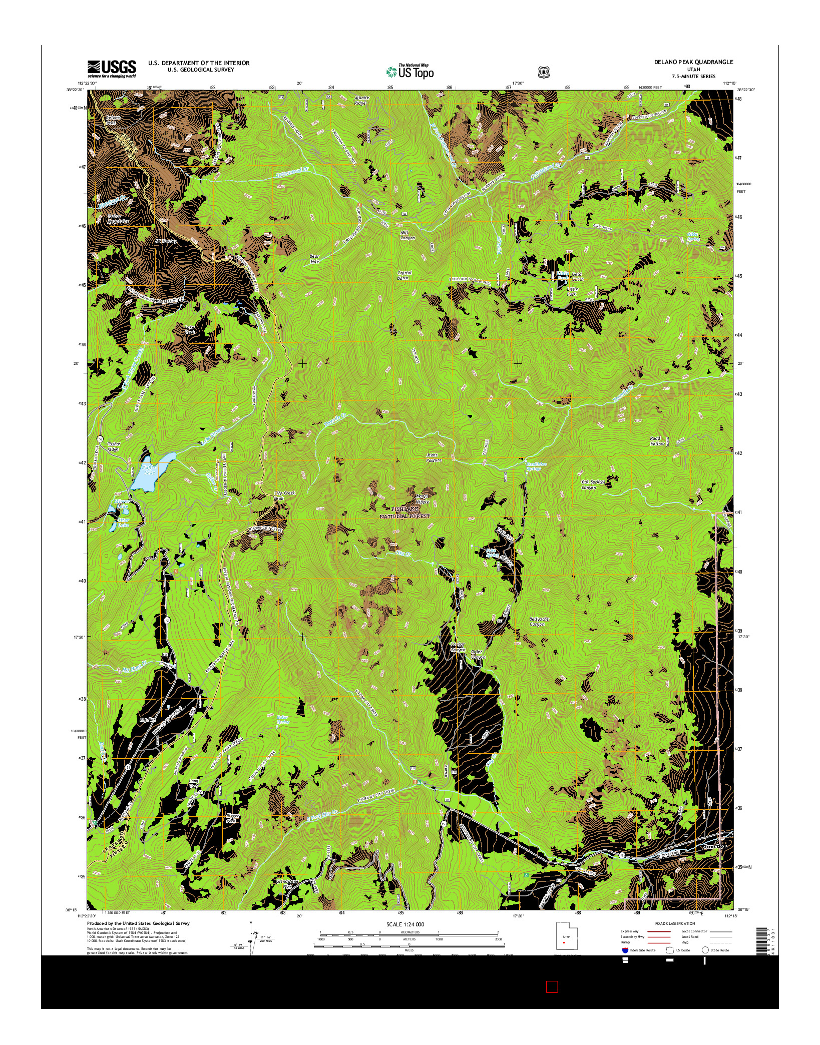 USGS US TOPO 7.5-MINUTE MAP FOR DELANO PEAK, UT 2017