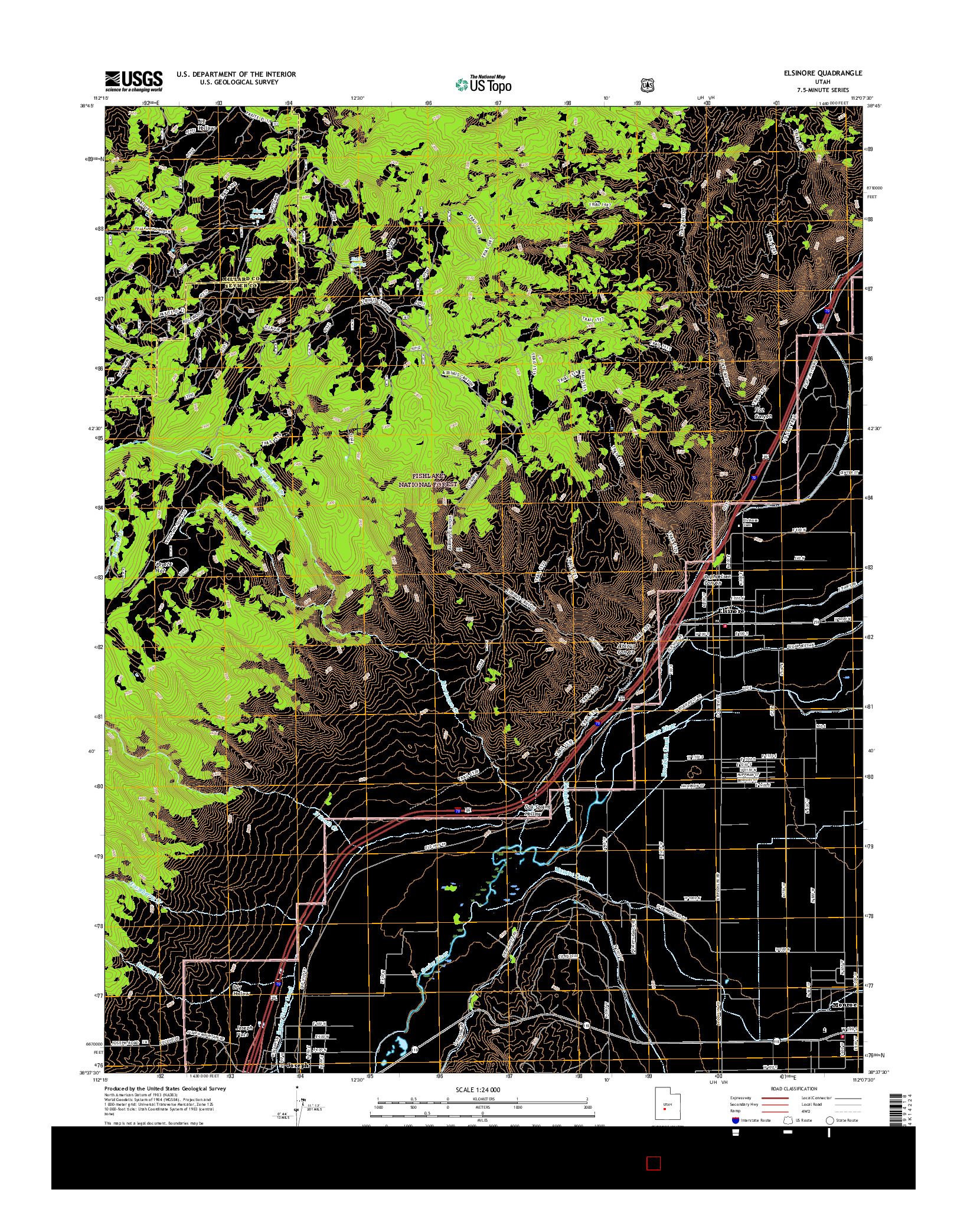 USGS US TOPO 7.5-MINUTE MAP FOR ELSINORE, UT 2017