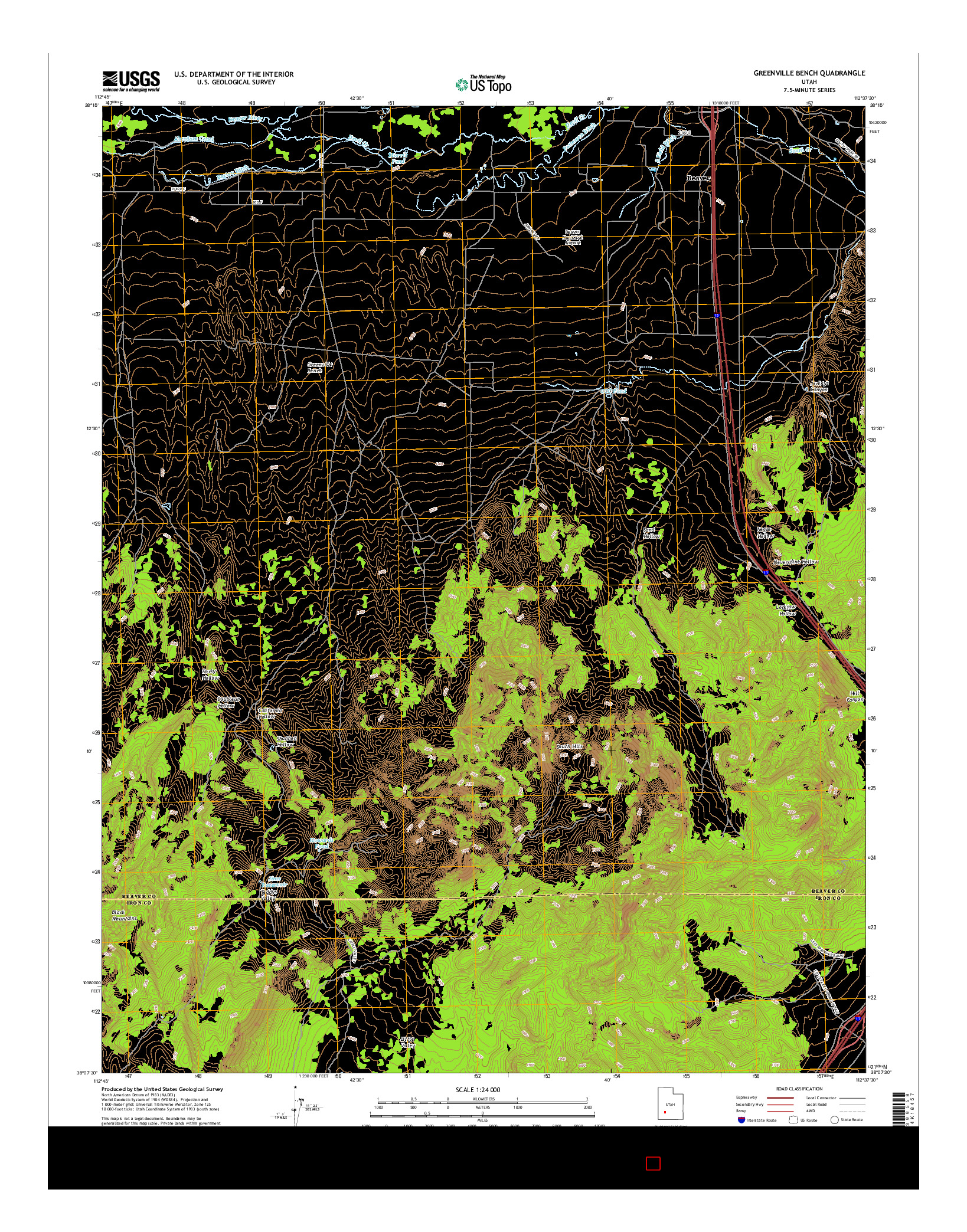 USGS US TOPO 7.5-MINUTE MAP FOR GREENVILLE BENCH, UT 2017