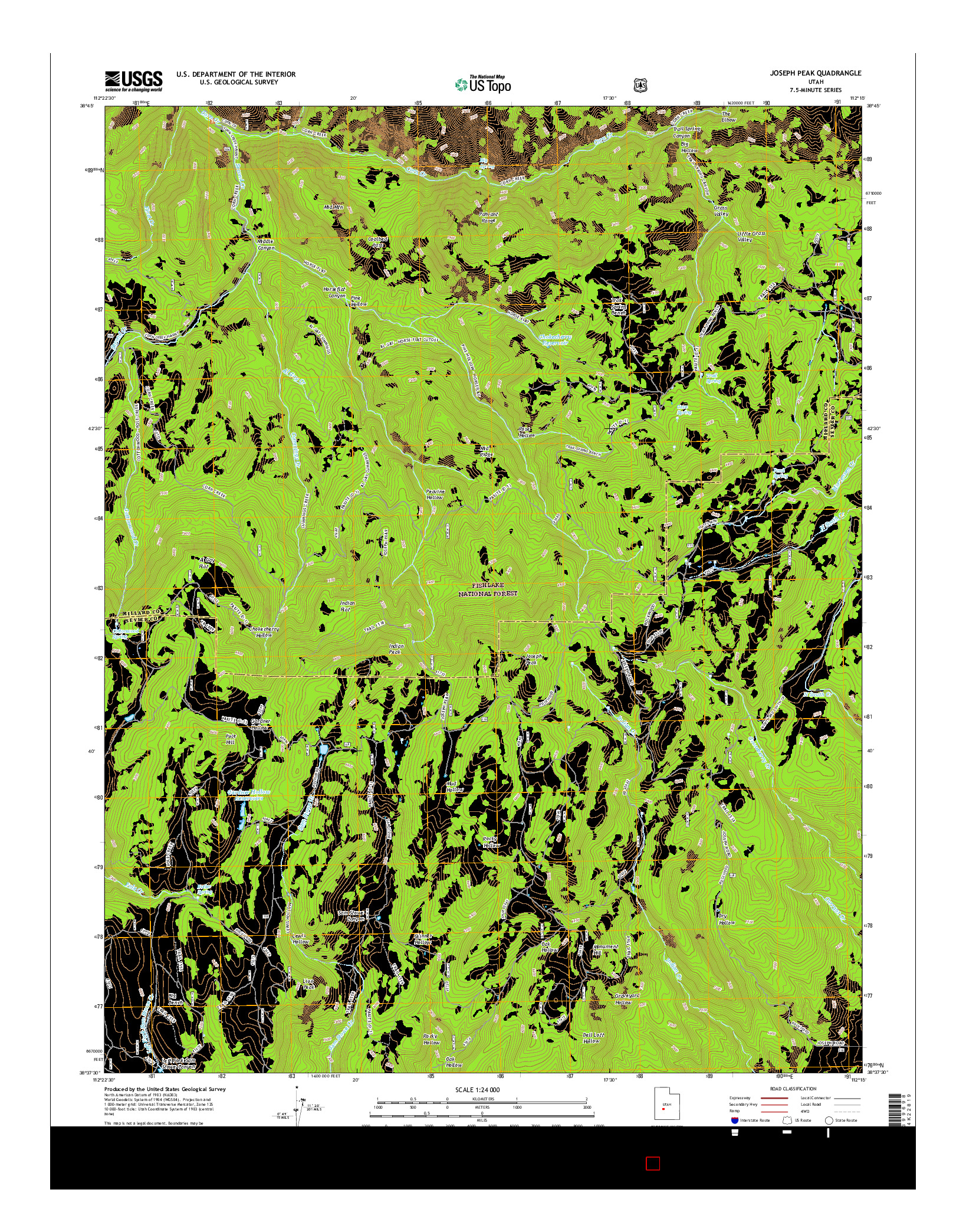 USGS US TOPO 7.5-MINUTE MAP FOR JOSEPH PEAK, UT 2017