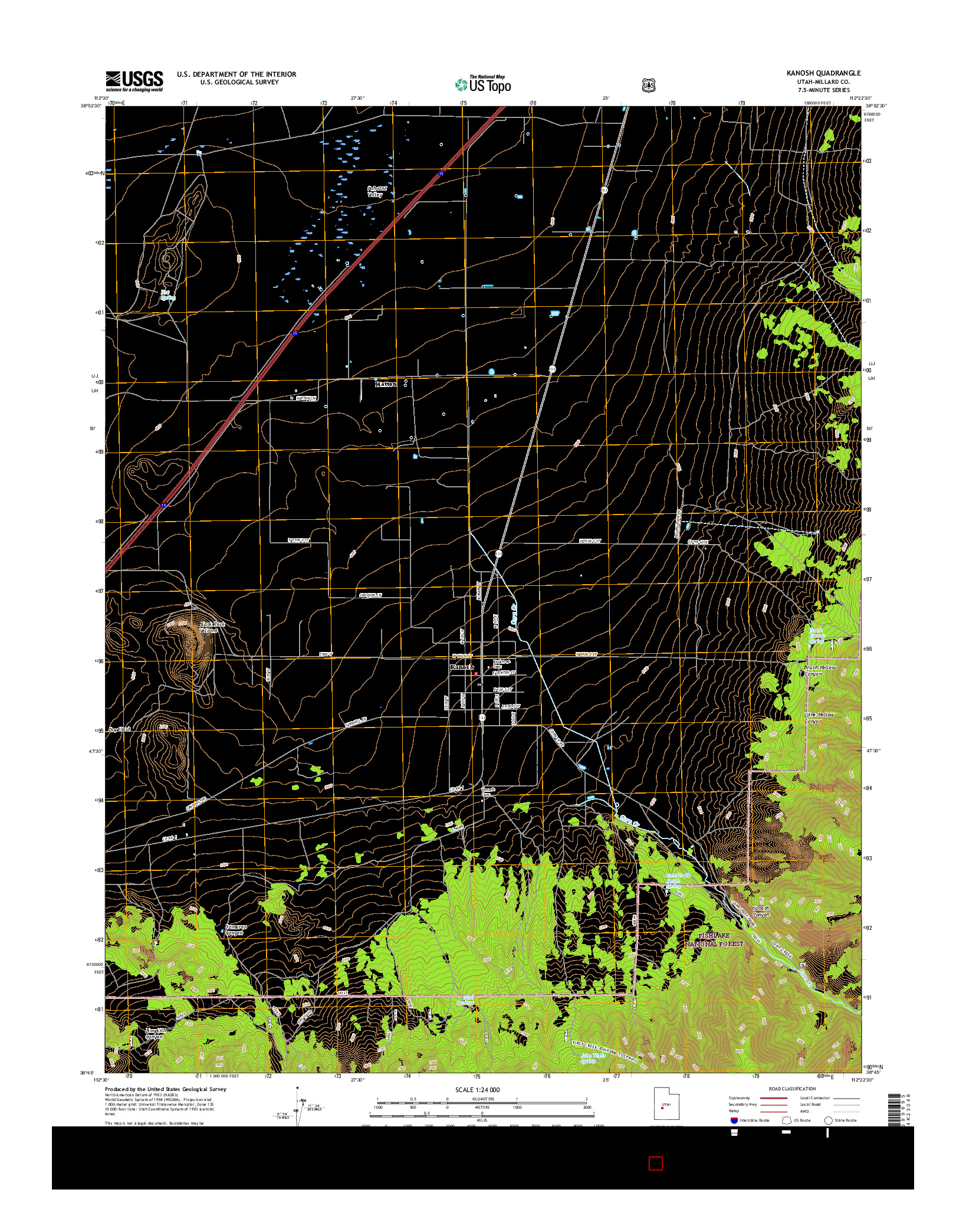 USGS US TOPO 7.5-MINUTE MAP FOR KANOSH, UT 2017