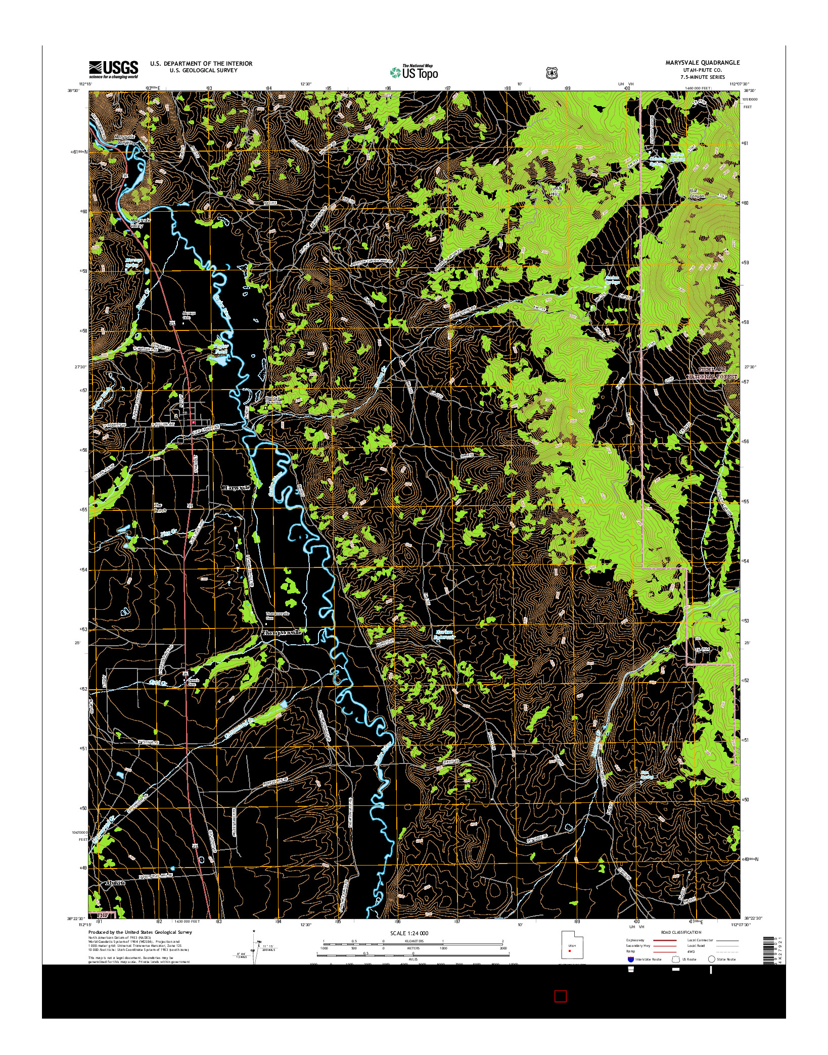 USGS US TOPO 7.5-MINUTE MAP FOR MARYSVALE, UT 2017
