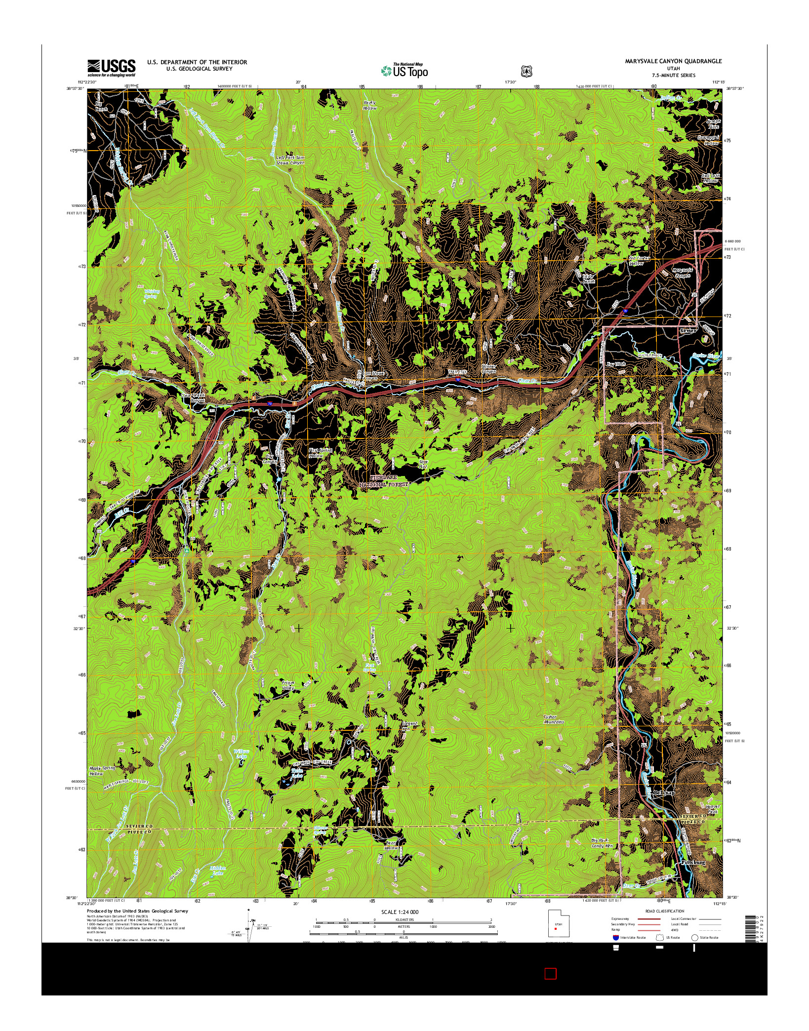 USGS US TOPO 7.5-MINUTE MAP FOR MARYSVALE CANYON, UT 2017