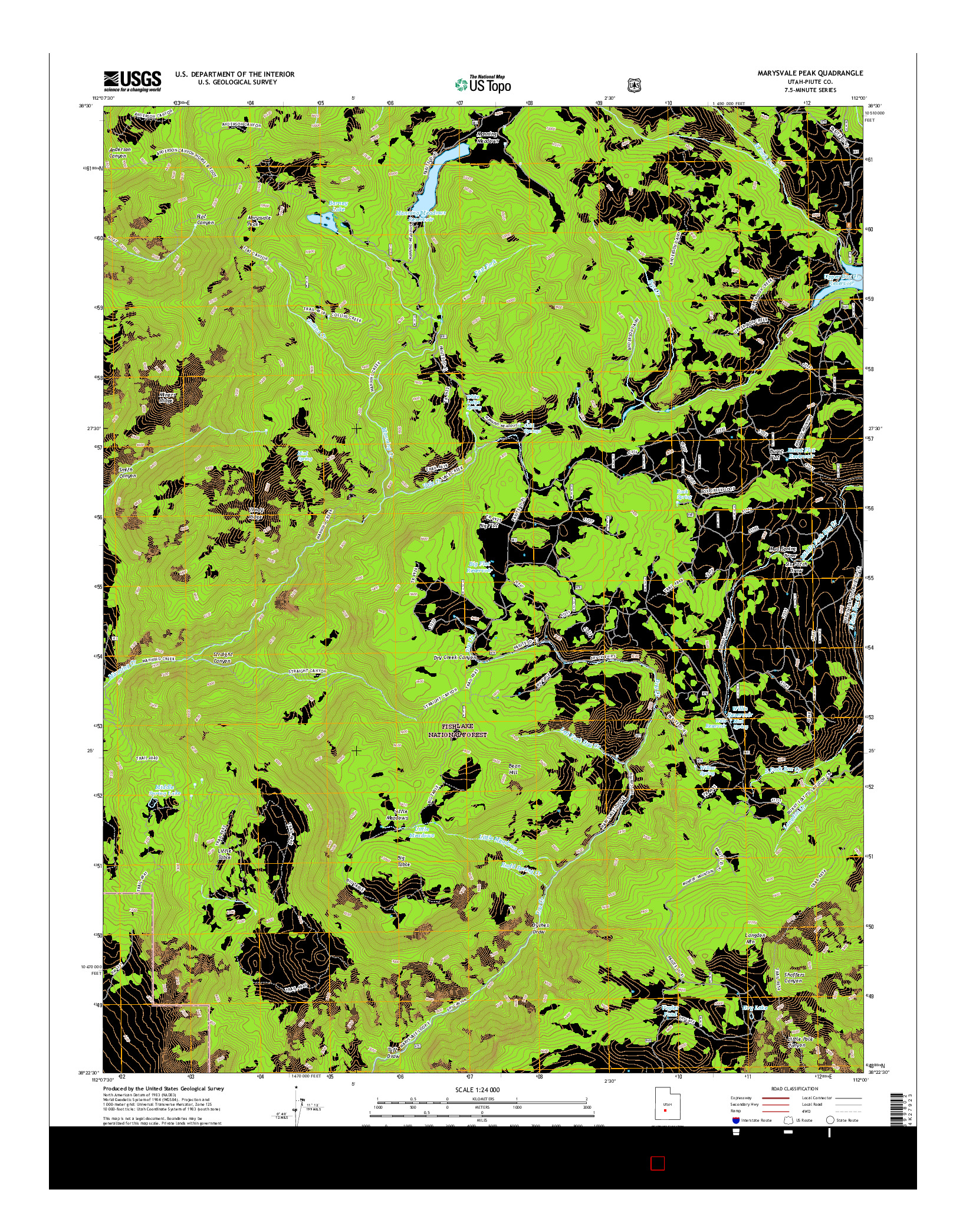 USGS US TOPO 7.5-MINUTE MAP FOR MARYSVALE PEAK, UT 2017