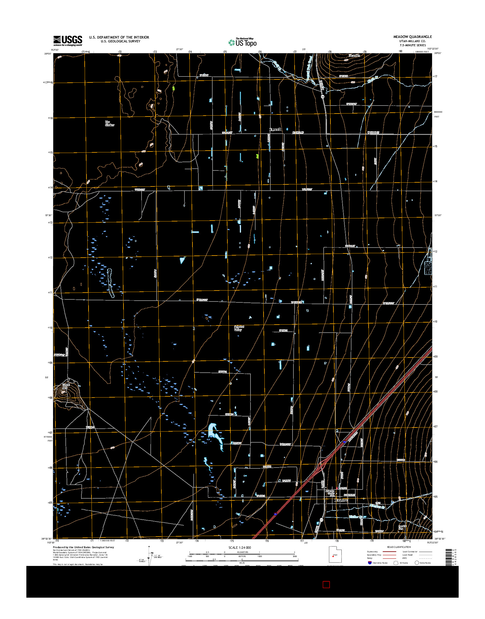 USGS US TOPO 7.5-MINUTE MAP FOR MEADOW, UT 2017