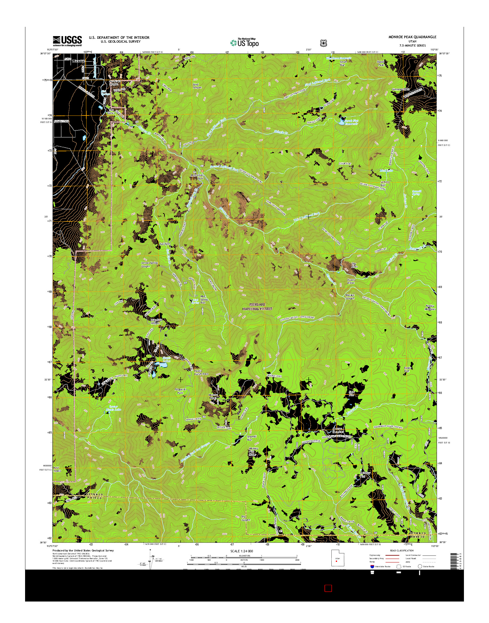 USGS US TOPO 7.5-MINUTE MAP FOR MONROE PEAK, UT 2017