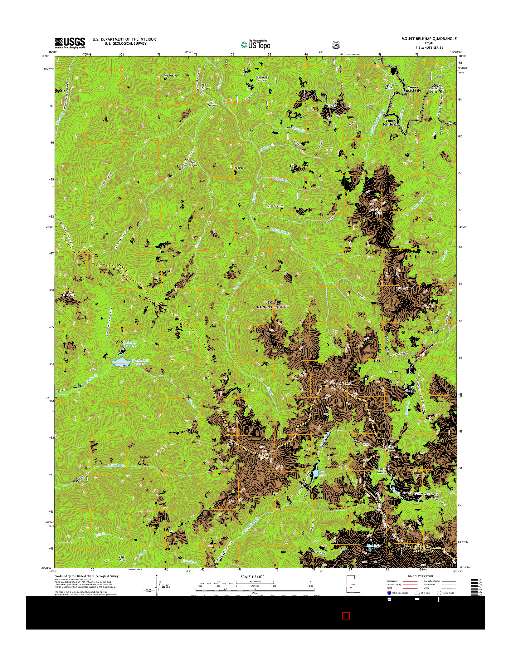 USGS US TOPO 7.5-MINUTE MAP FOR MOUNT BELKNAP, UT 2017