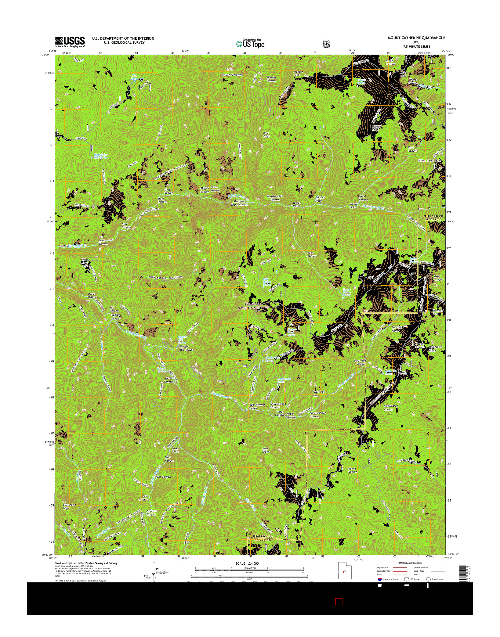 USGS US TOPO 7.5-MINUTE MAP FOR MOUNT CATHERINE, UT 2017