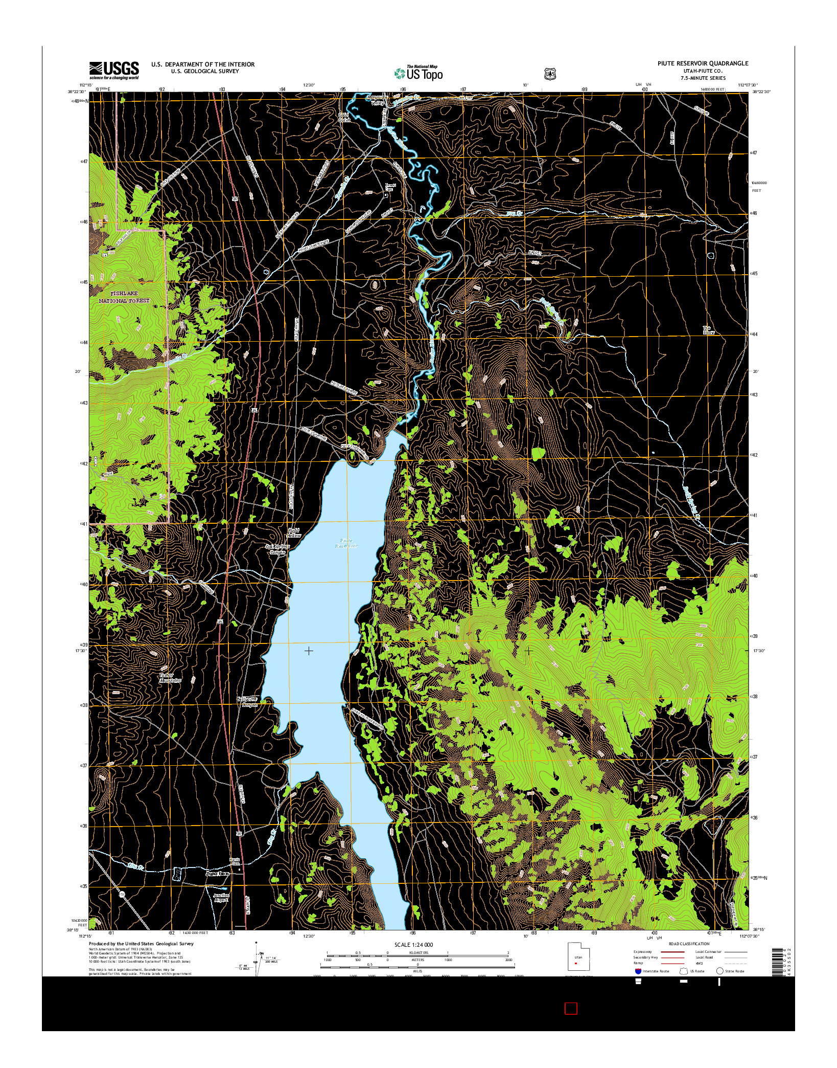 USGS US TOPO 7.5-MINUTE MAP FOR PIUTE RESERVOIR, UT 2017
