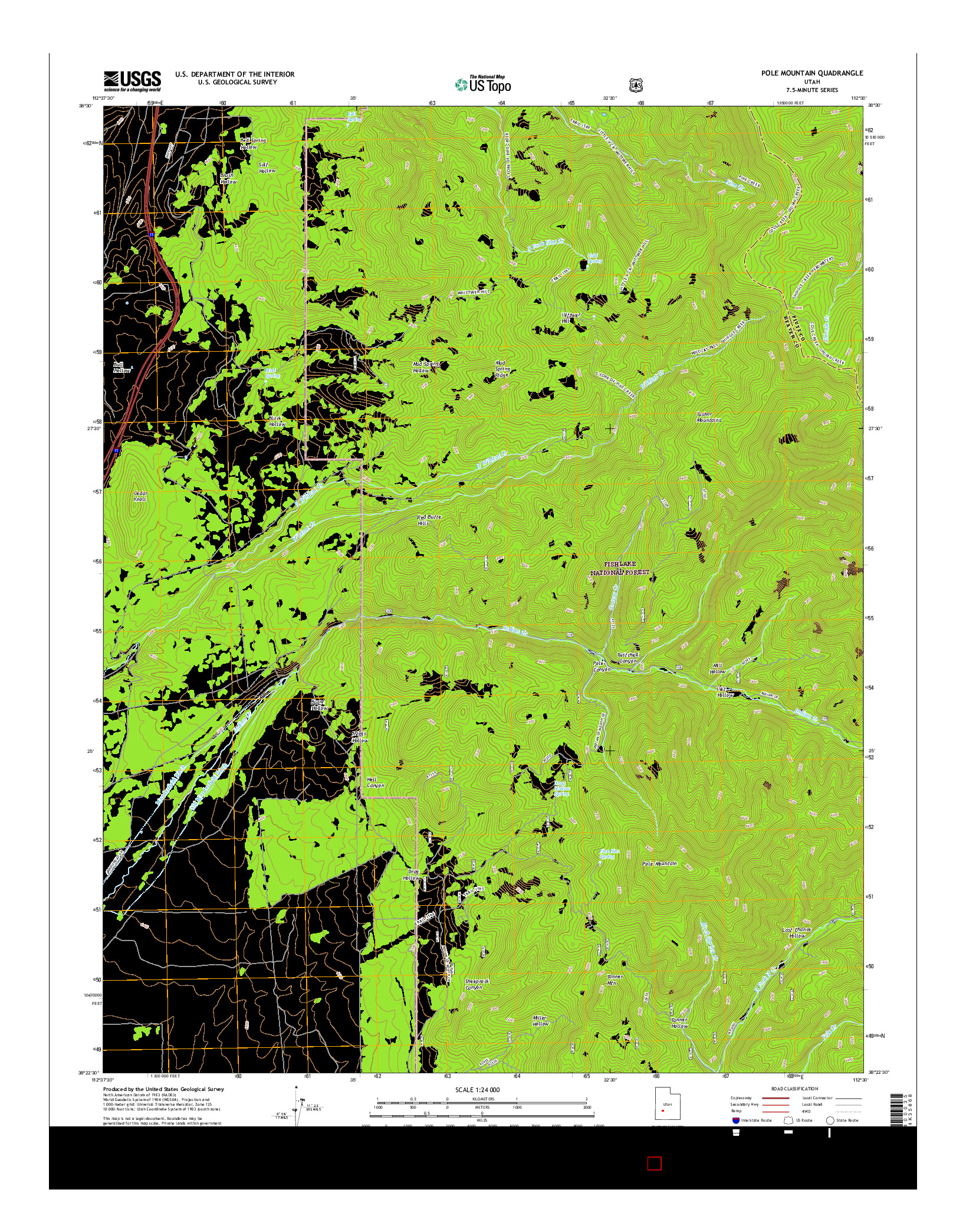 USGS US TOPO 7.5-MINUTE MAP FOR POLE MOUNTAIN, UT 2017