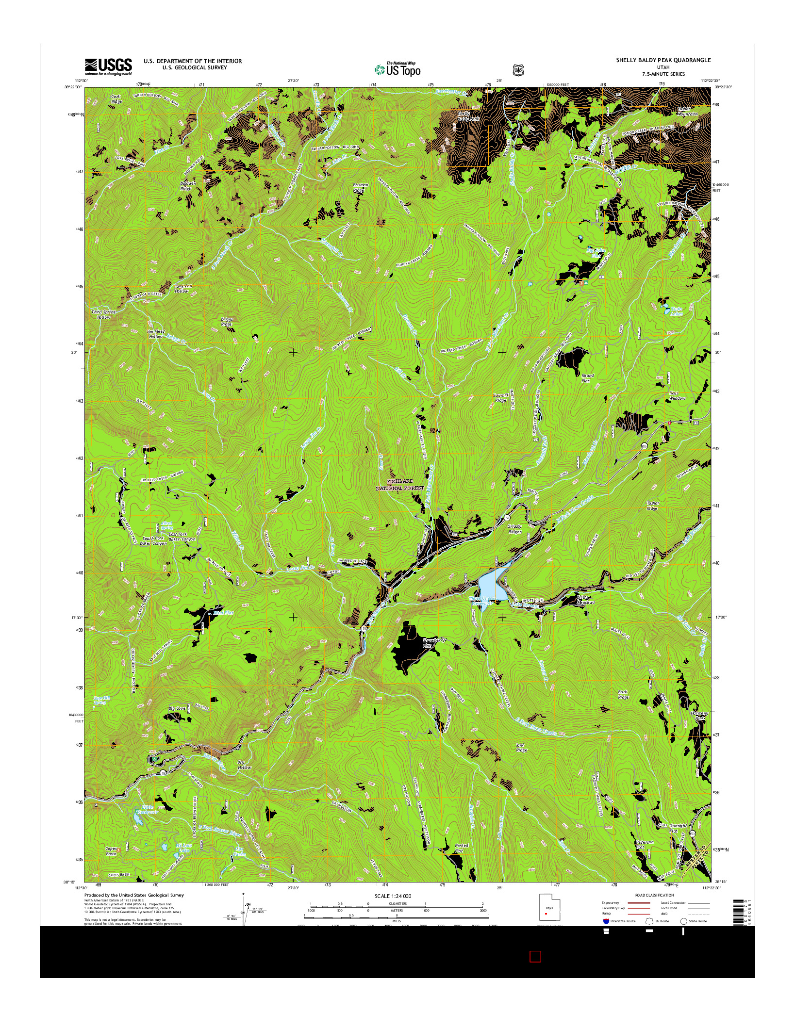 USGS US TOPO 7.5-MINUTE MAP FOR SHELLY BALDY PEAK, UT 2017