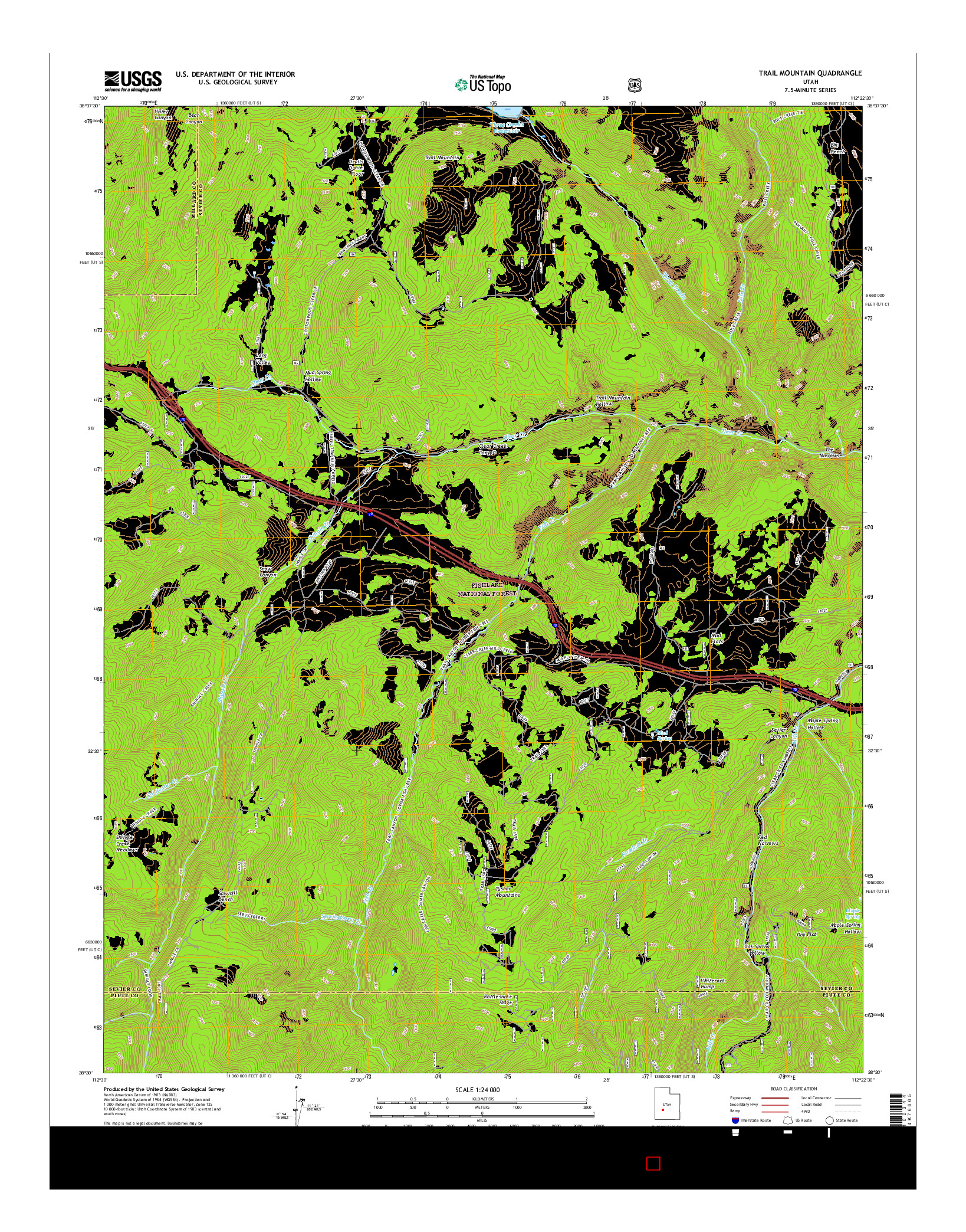 USGS US TOPO 7.5-MINUTE MAP FOR TRAIL MOUNTAIN, UT 2017