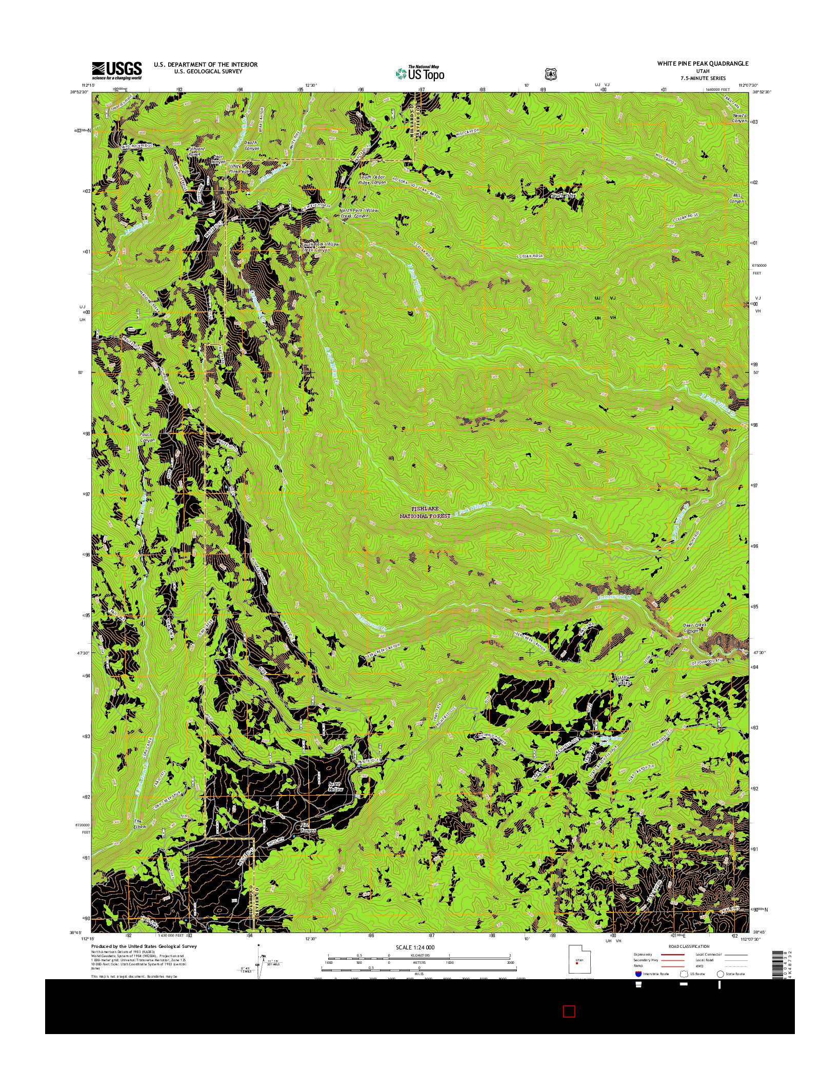 USGS US TOPO 7.5-MINUTE MAP FOR WHITE PINE PEAK, UT 2017