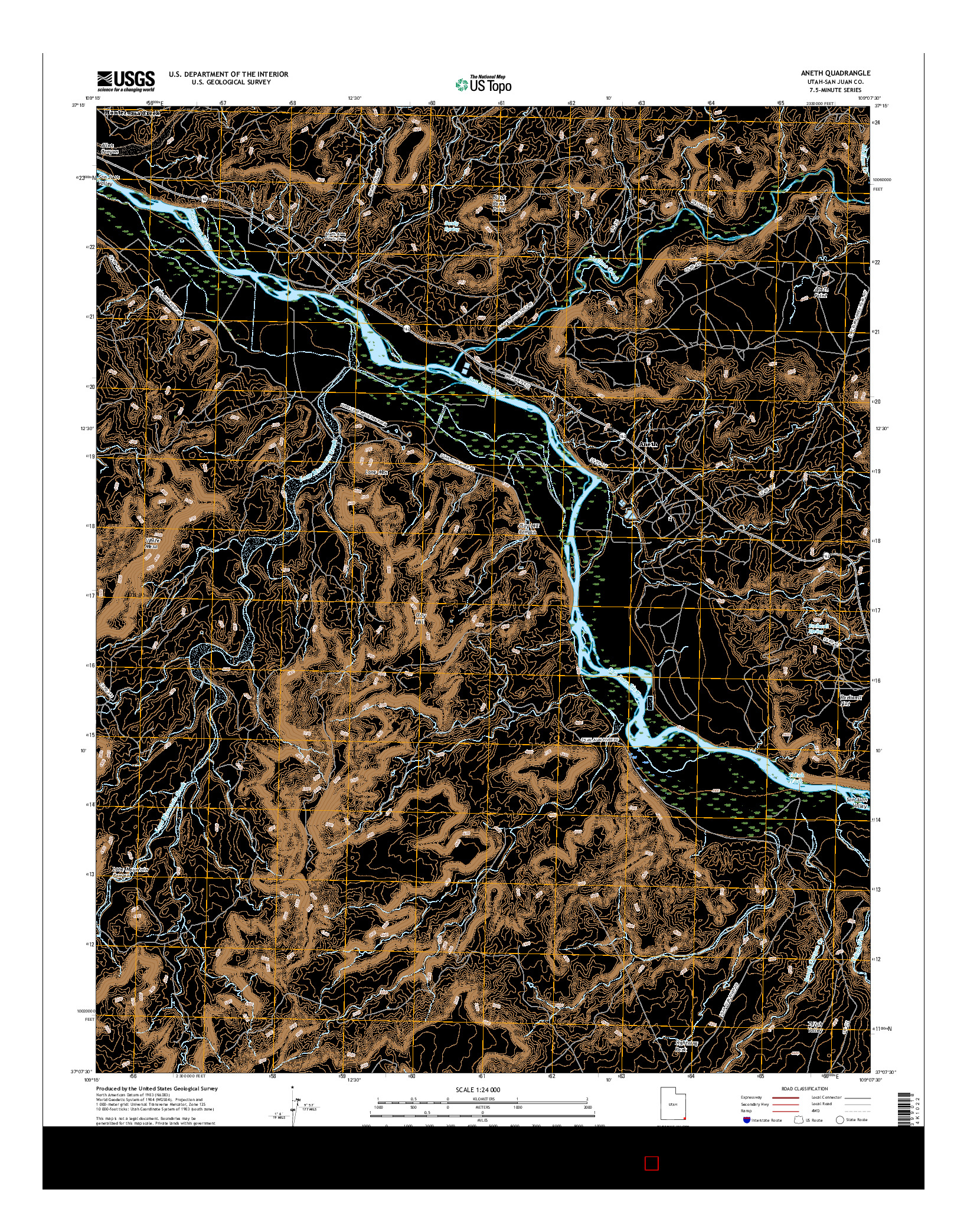 USGS US TOPO 7.5-MINUTE MAP FOR ANETH, UT 2017