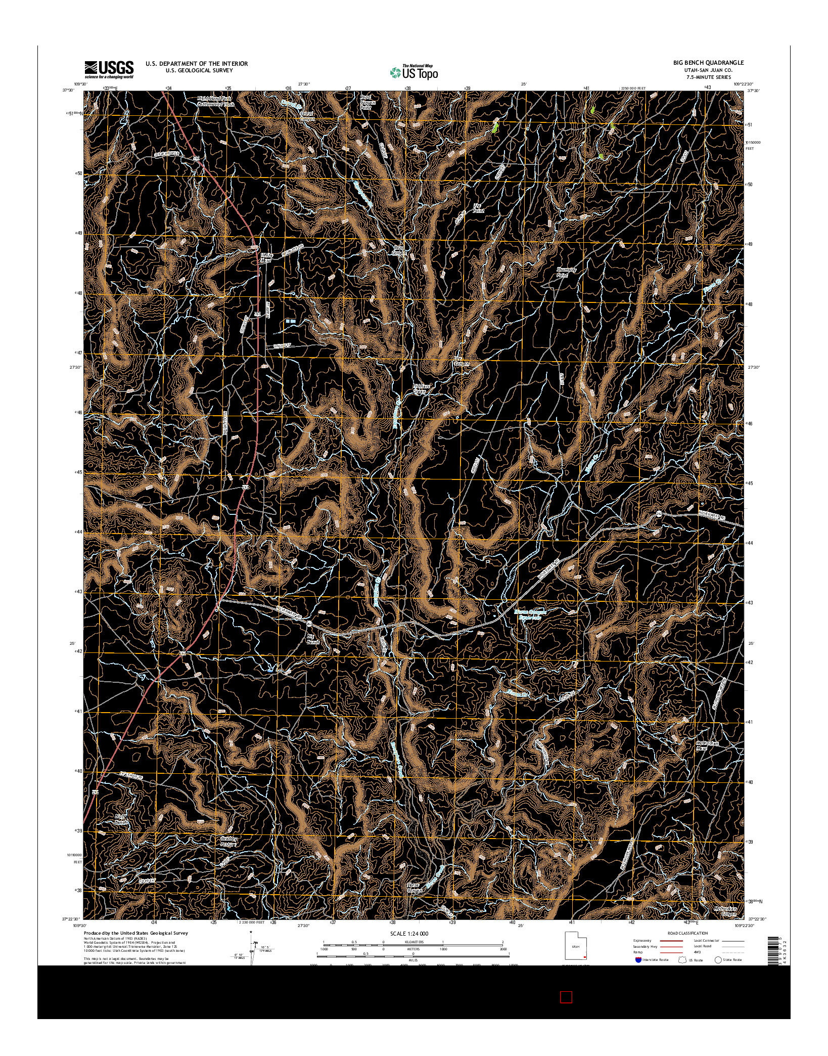 USGS US TOPO 7.5-MINUTE MAP FOR BIG BENCH, UT 2017