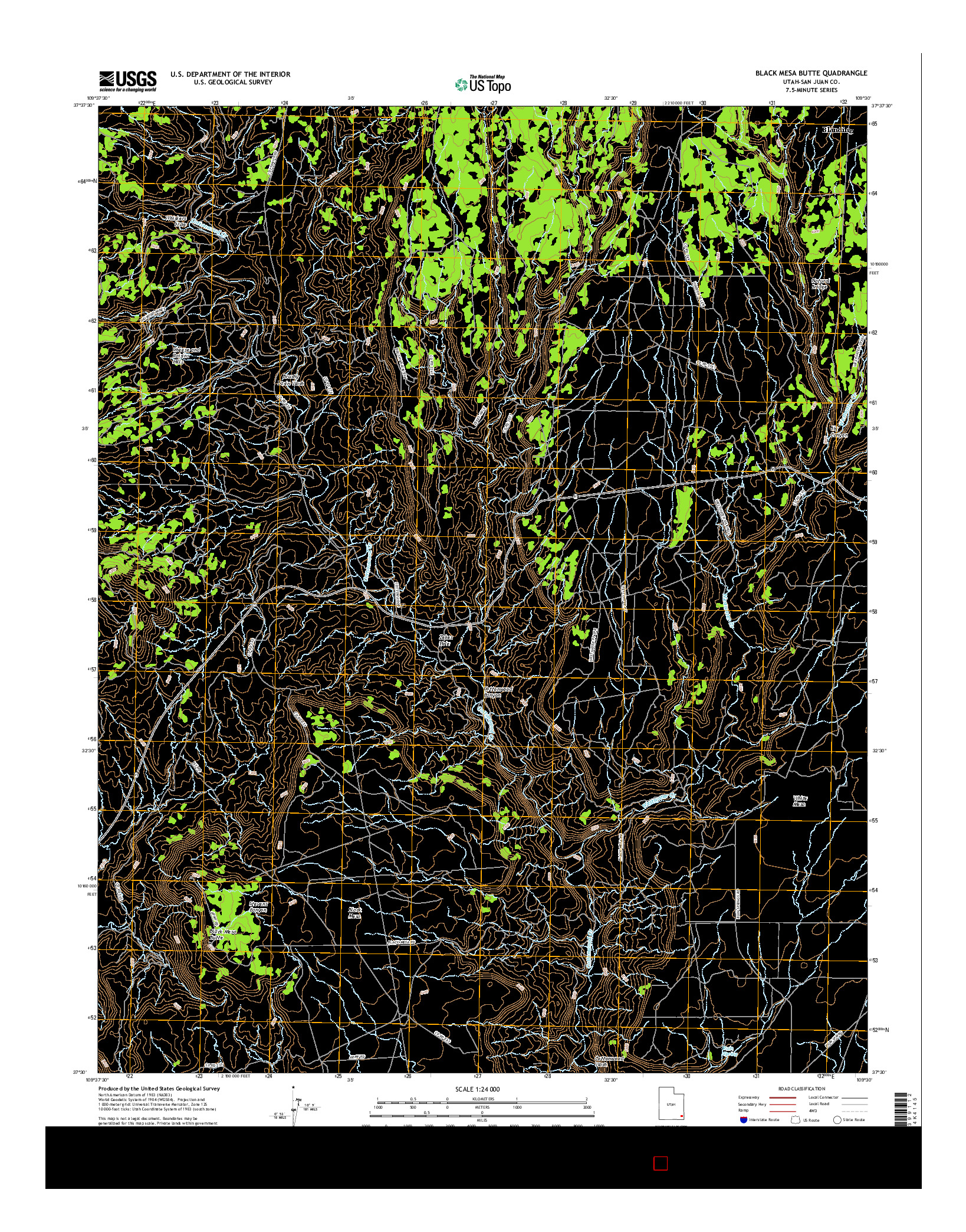 USGS US TOPO 7.5-MINUTE MAP FOR BLACK MESA BUTTE, UT 2017