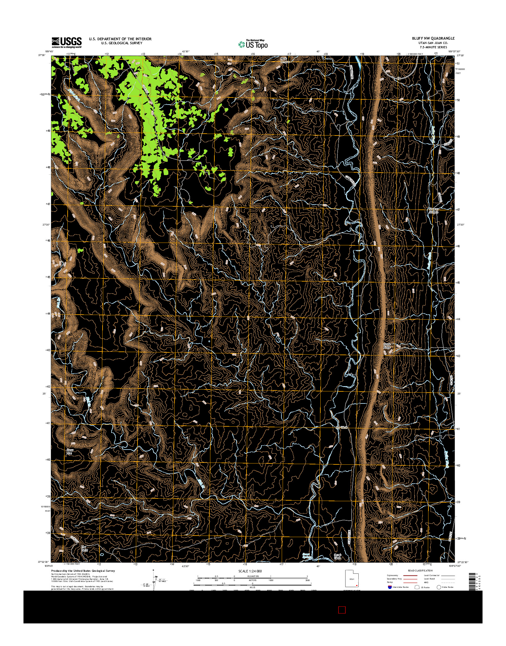 USGS US TOPO 7.5-MINUTE MAP FOR BLUFF NW, UT 2017