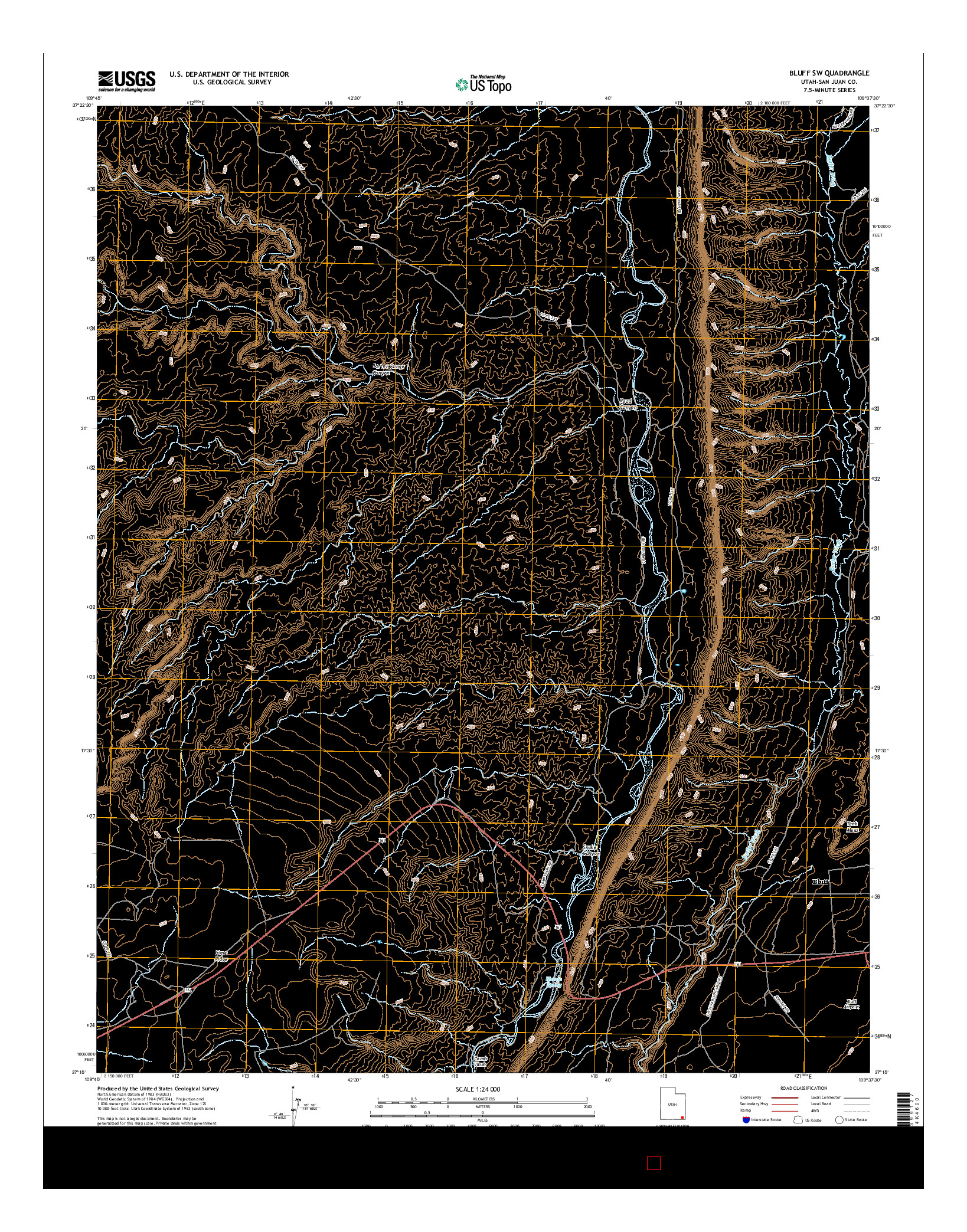 USGS US TOPO 7.5-MINUTE MAP FOR BLUFF SW, UT 2017