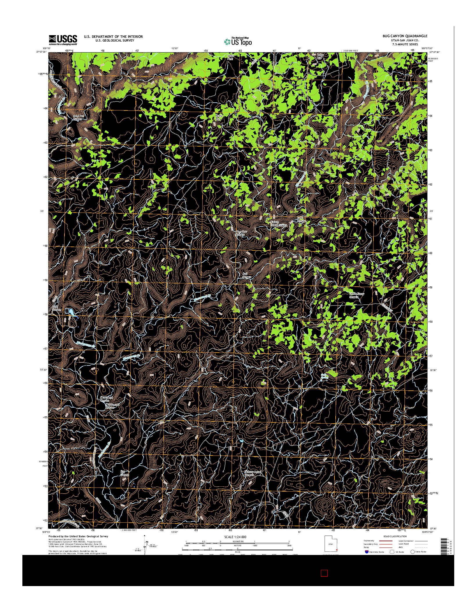 USGS US TOPO 7.5-MINUTE MAP FOR BUG CANYON, UT 2017