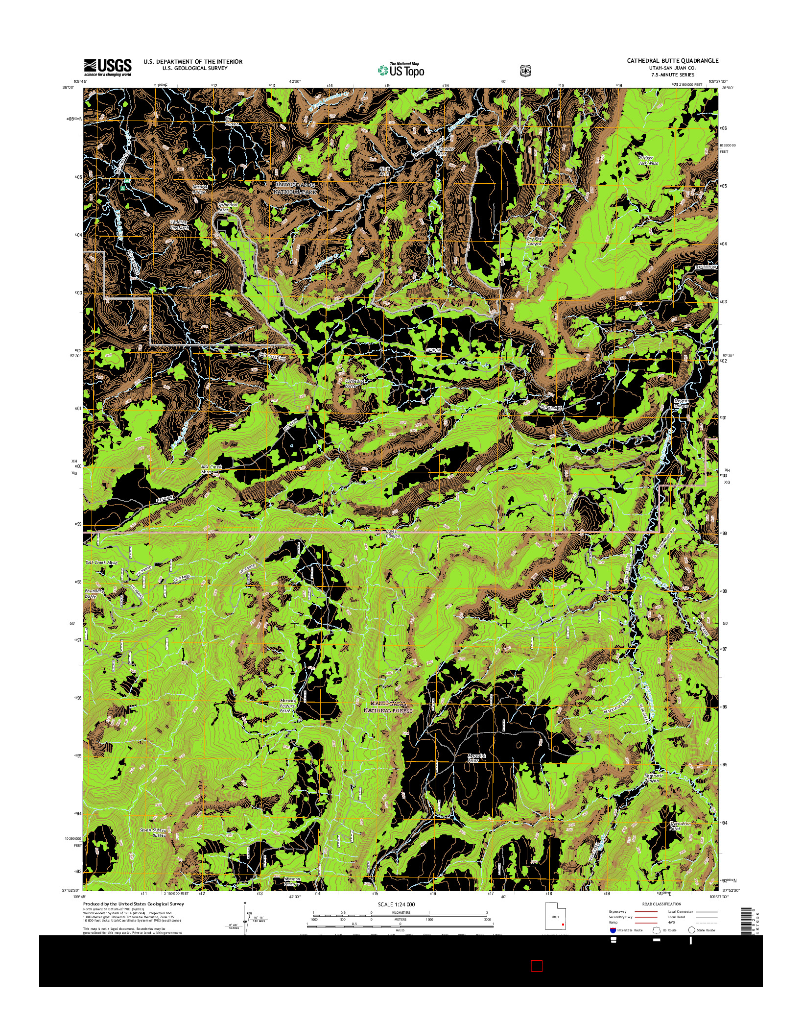 USGS US TOPO 7.5-MINUTE MAP FOR CATHEDRAL BUTTE, UT 2017
