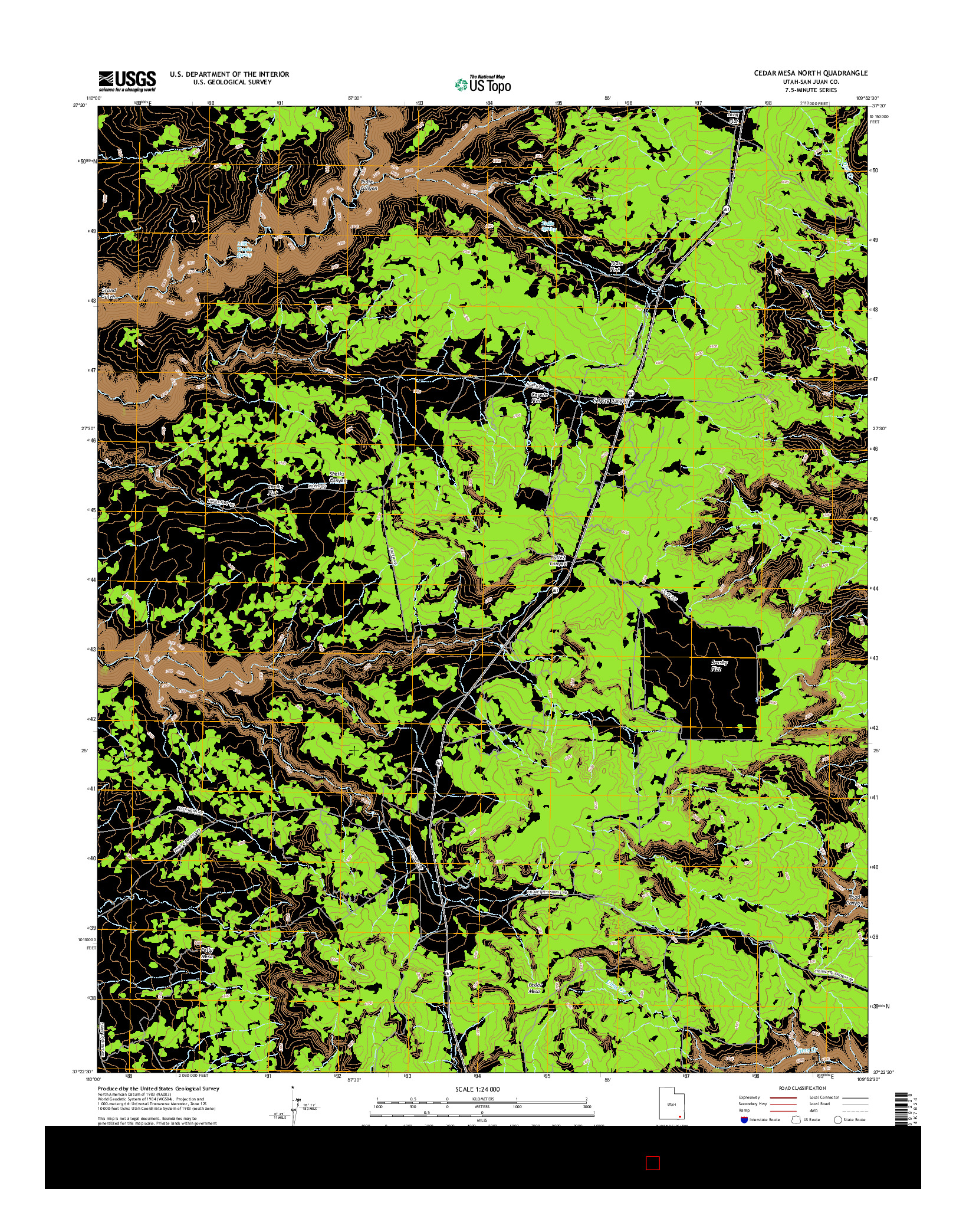 USGS US TOPO 7.5-MINUTE MAP FOR CEDAR MESA NORTH, UT 2017