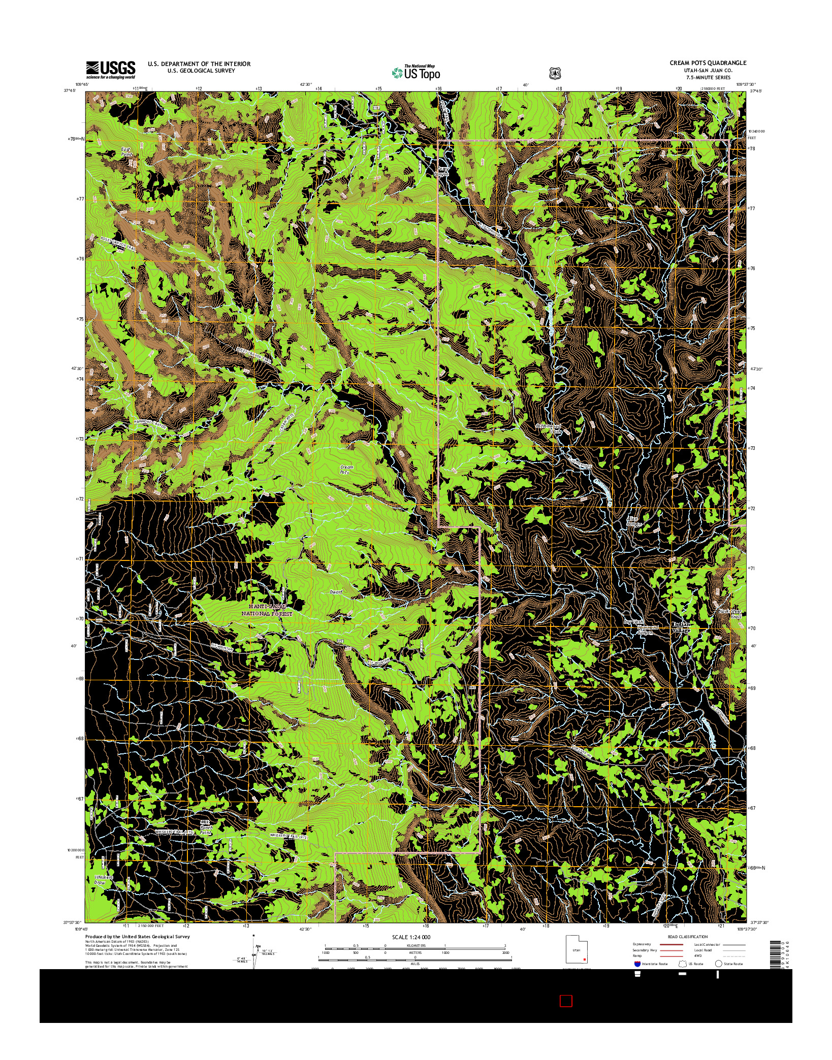 USGS US TOPO 7.5-MINUTE MAP FOR CREAM POTS, UT 2017