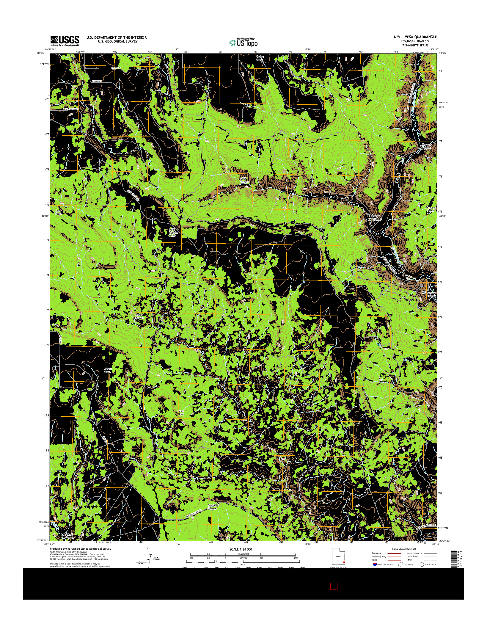 USGS US TOPO 7.5-MINUTE MAP FOR DEVIL MESA, UT 2017