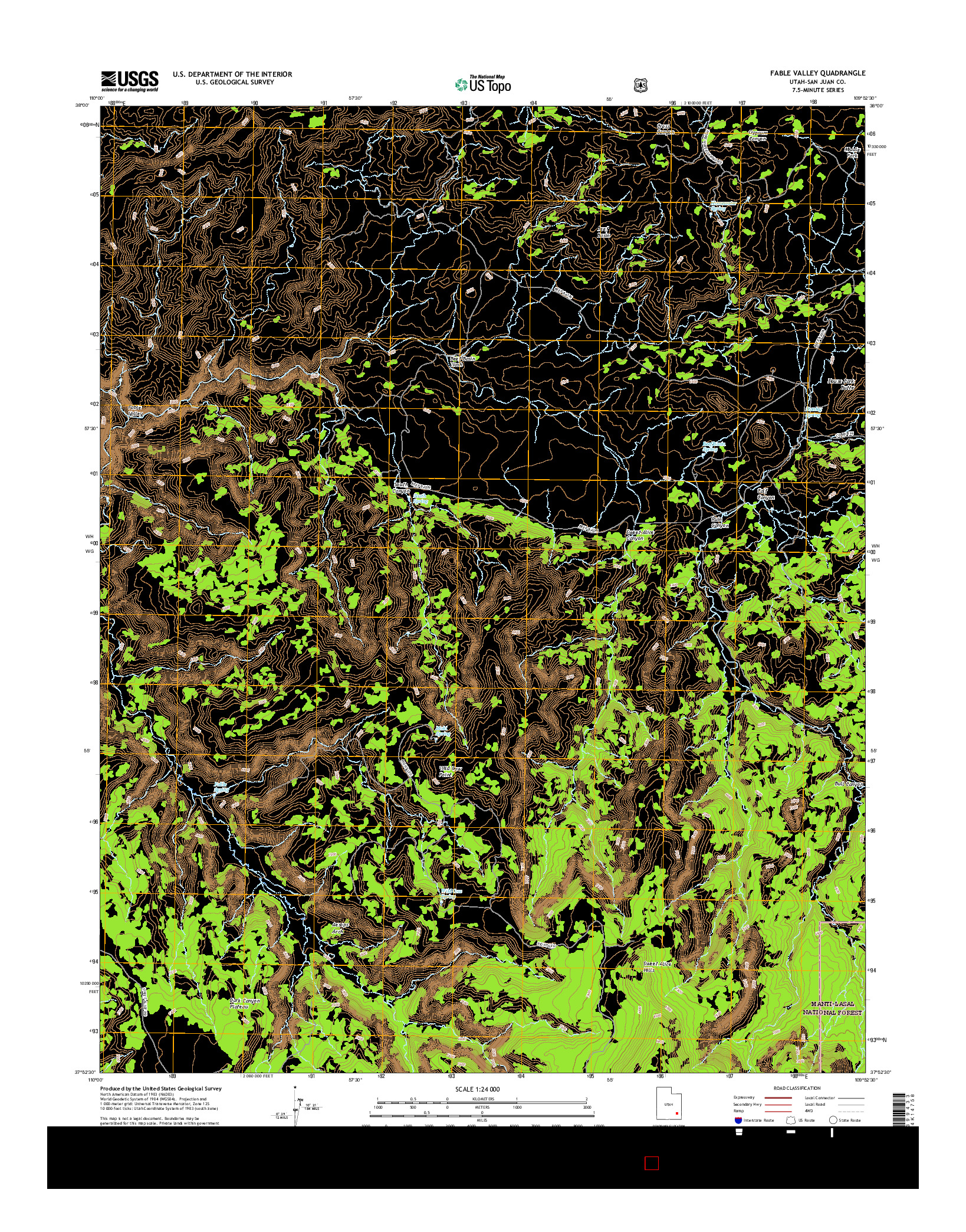 USGS US TOPO 7.5-MINUTE MAP FOR FABLE VALLEY, UT 2017