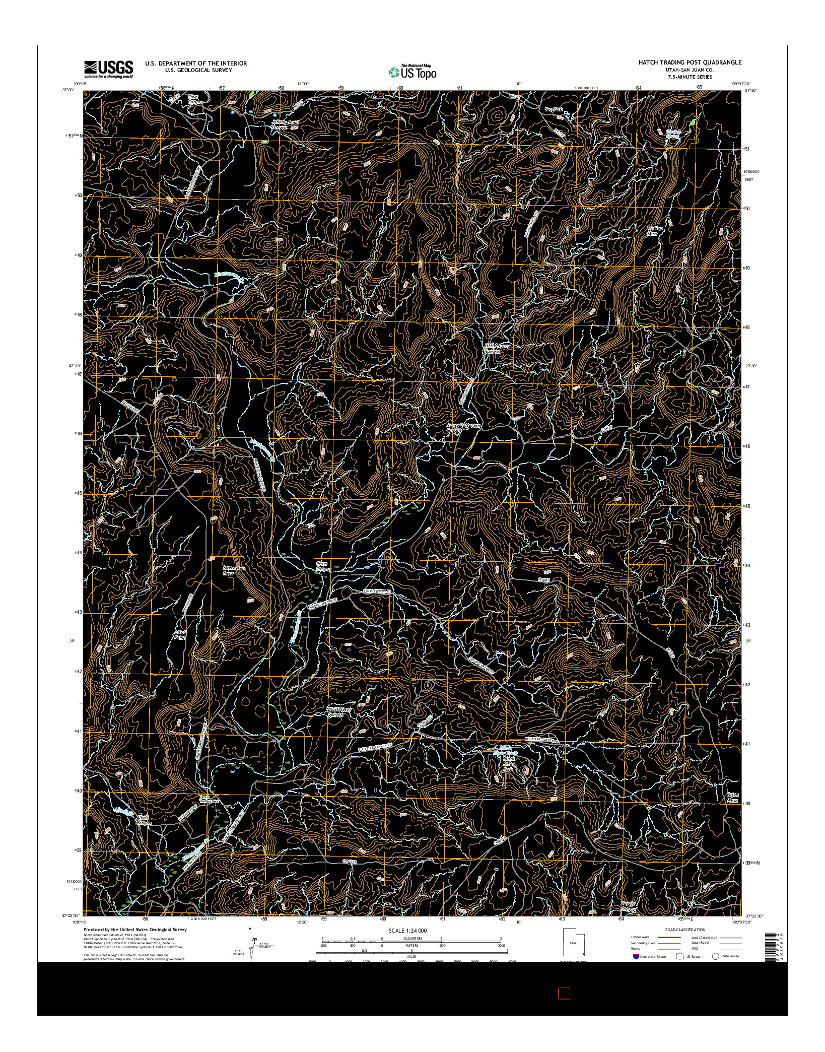 USGS US TOPO 7.5-MINUTE MAP FOR HATCH TRADING POST, UT 2017