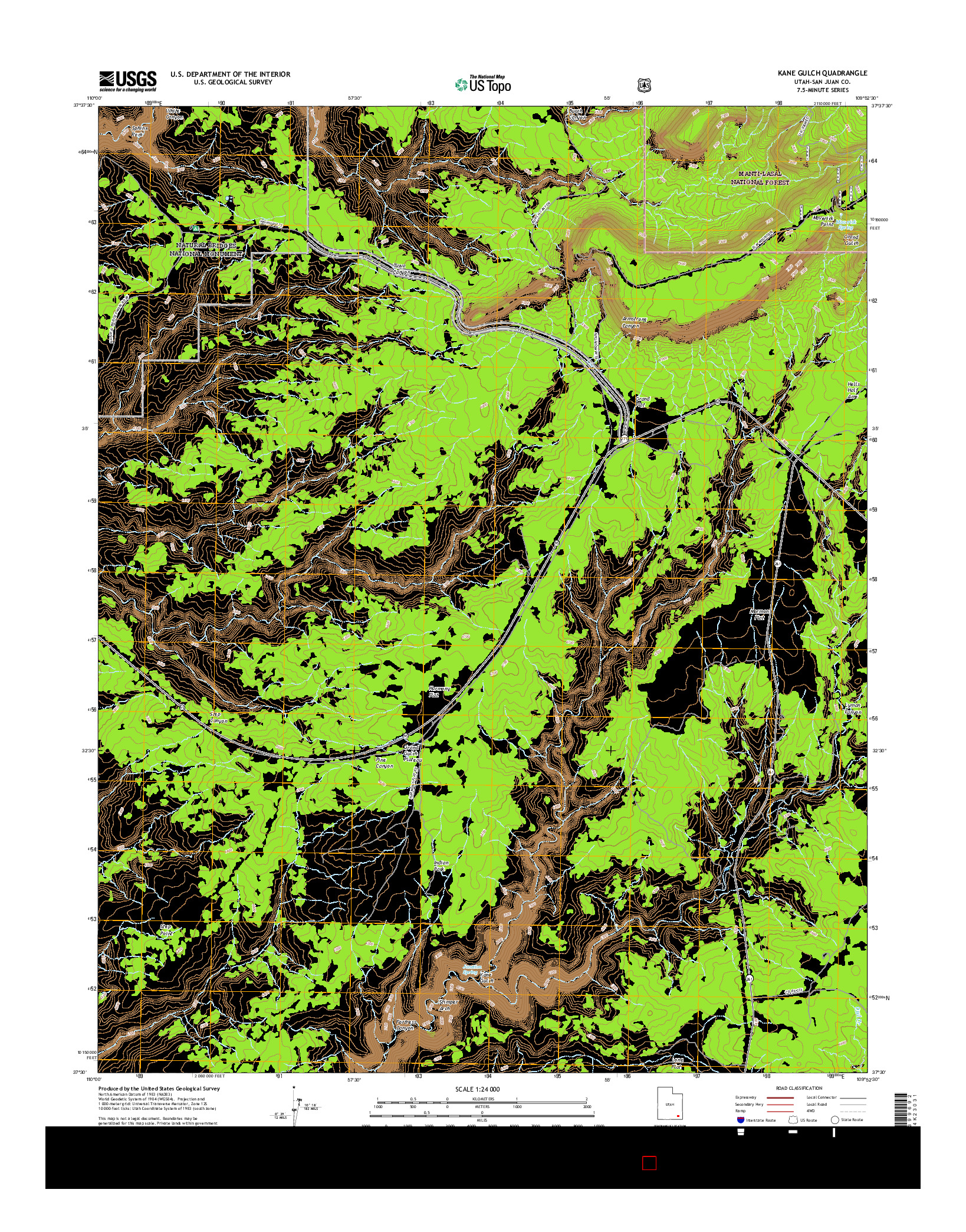 USGS US TOPO 7.5-MINUTE MAP FOR KANE GULCH, UT 2017