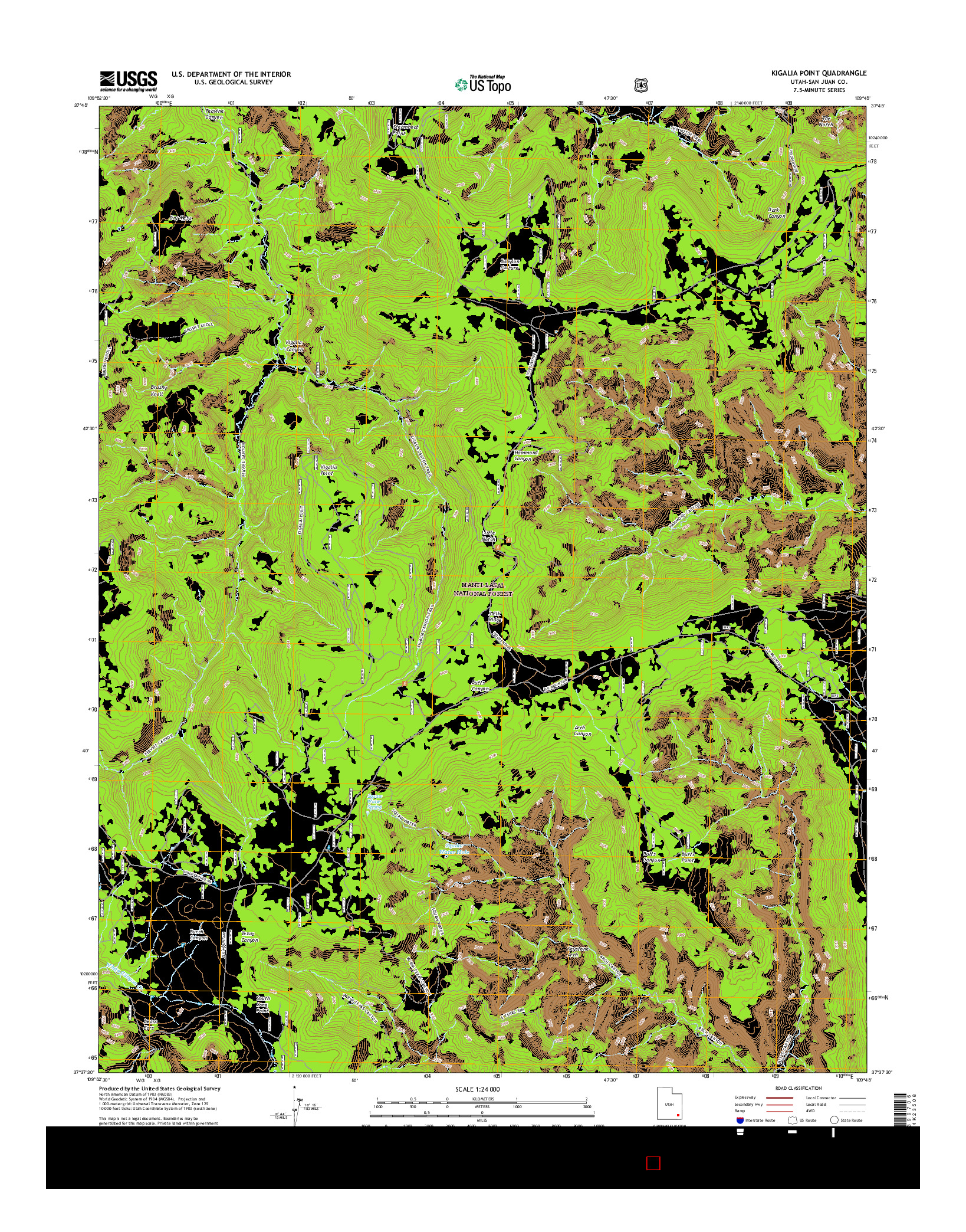 USGS US TOPO 7.5-MINUTE MAP FOR KIGALIA POINT, UT 2017