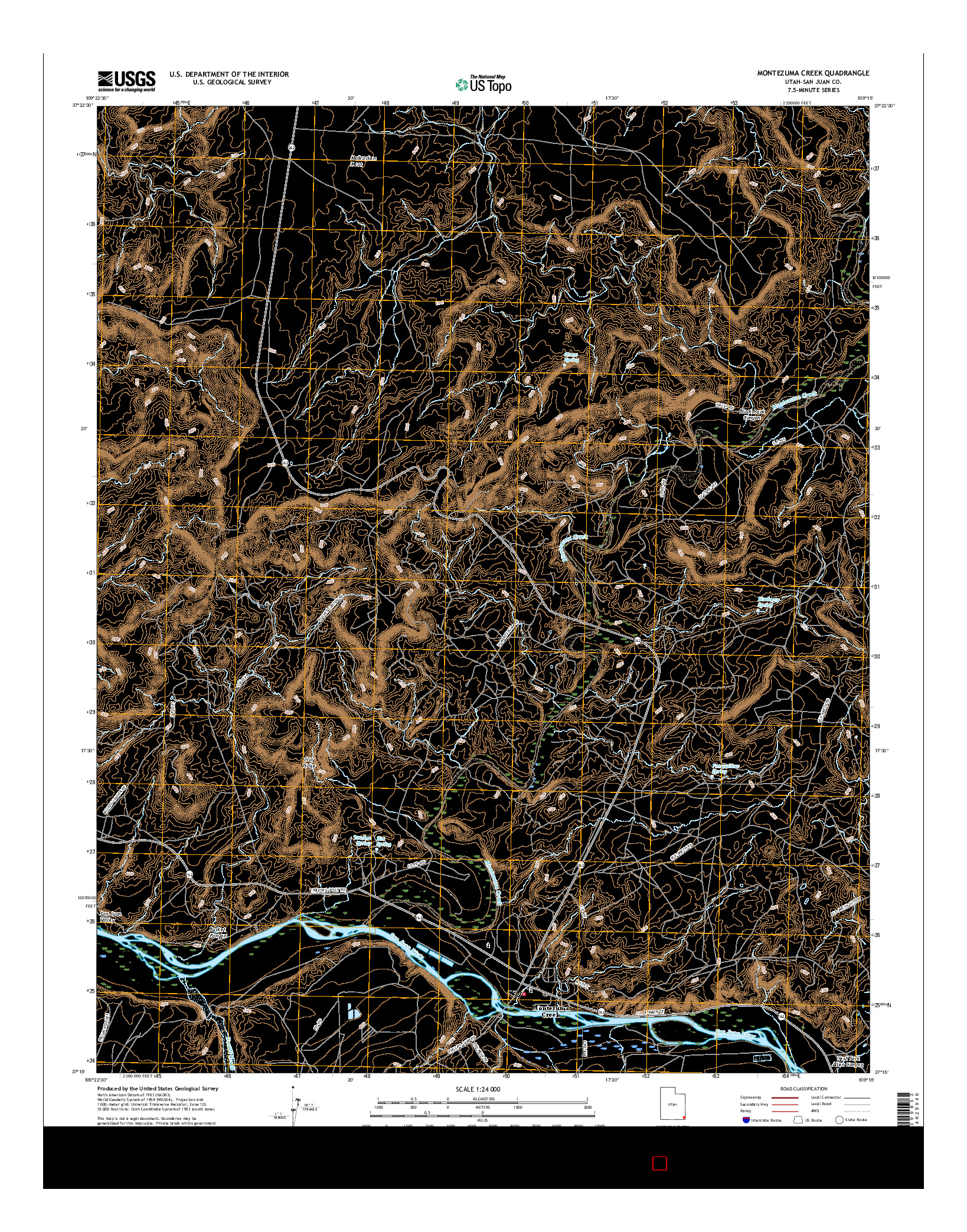 USGS US TOPO 7.5-MINUTE MAP FOR MONTEZUMA CREEK, UT 2017