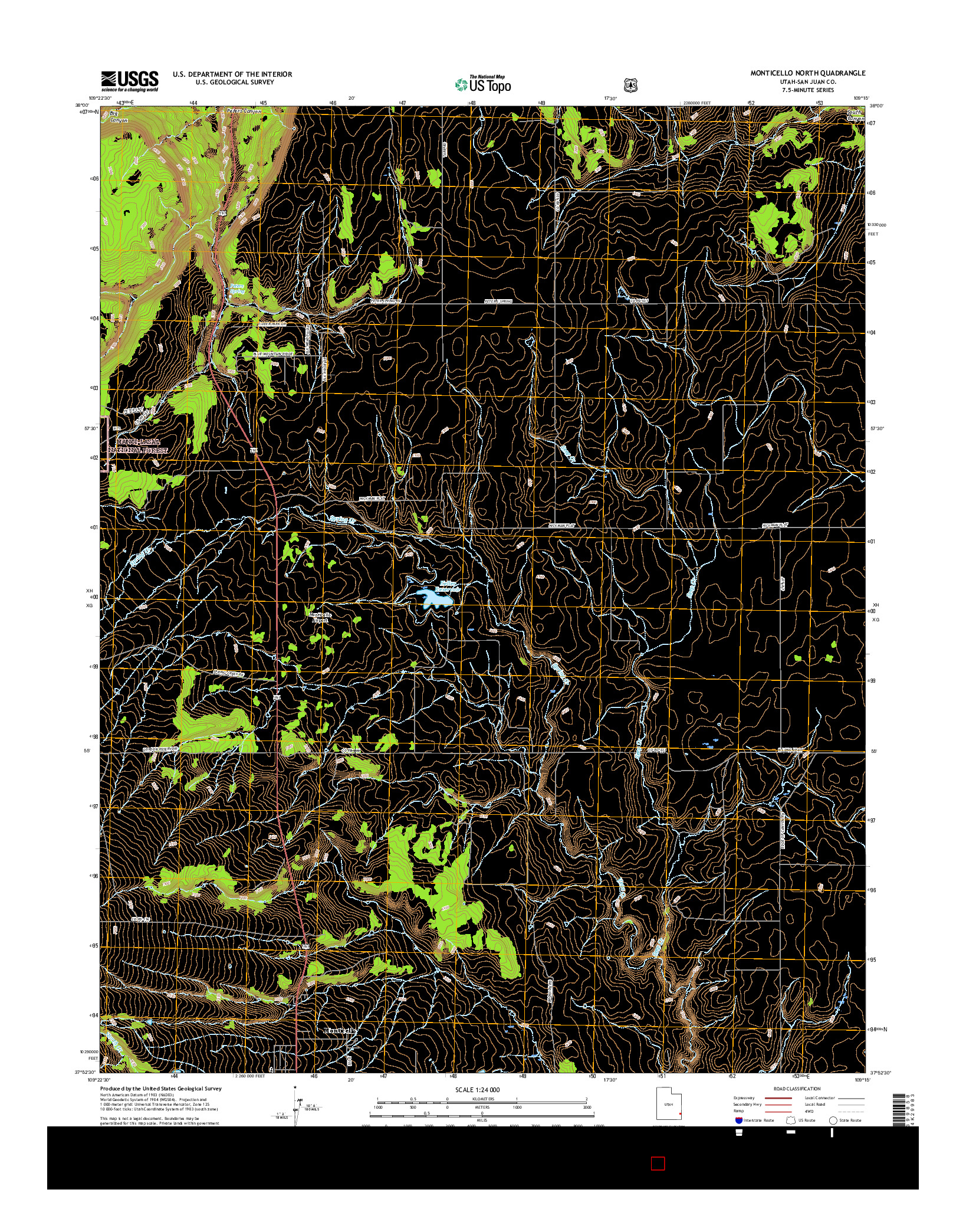 USGS US TOPO 7.5-MINUTE MAP FOR MONTICELLO NORTH, UT 2017