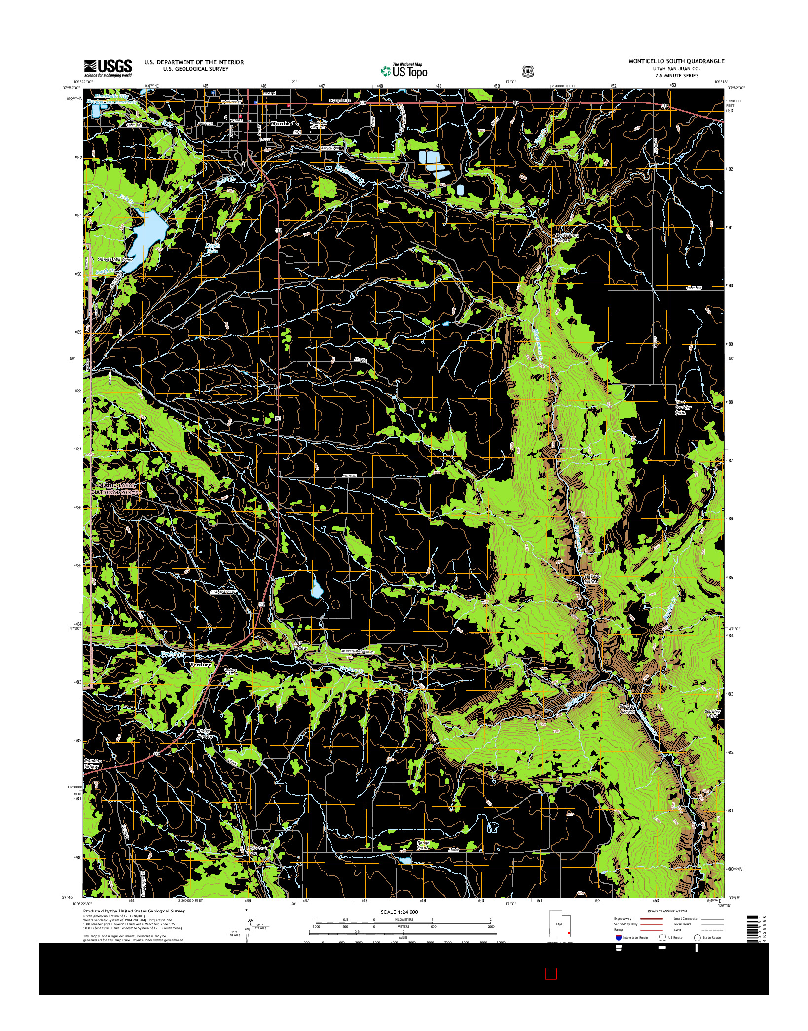 USGS US TOPO 7.5-MINUTE MAP FOR MONTICELLO SOUTH, UT 2017